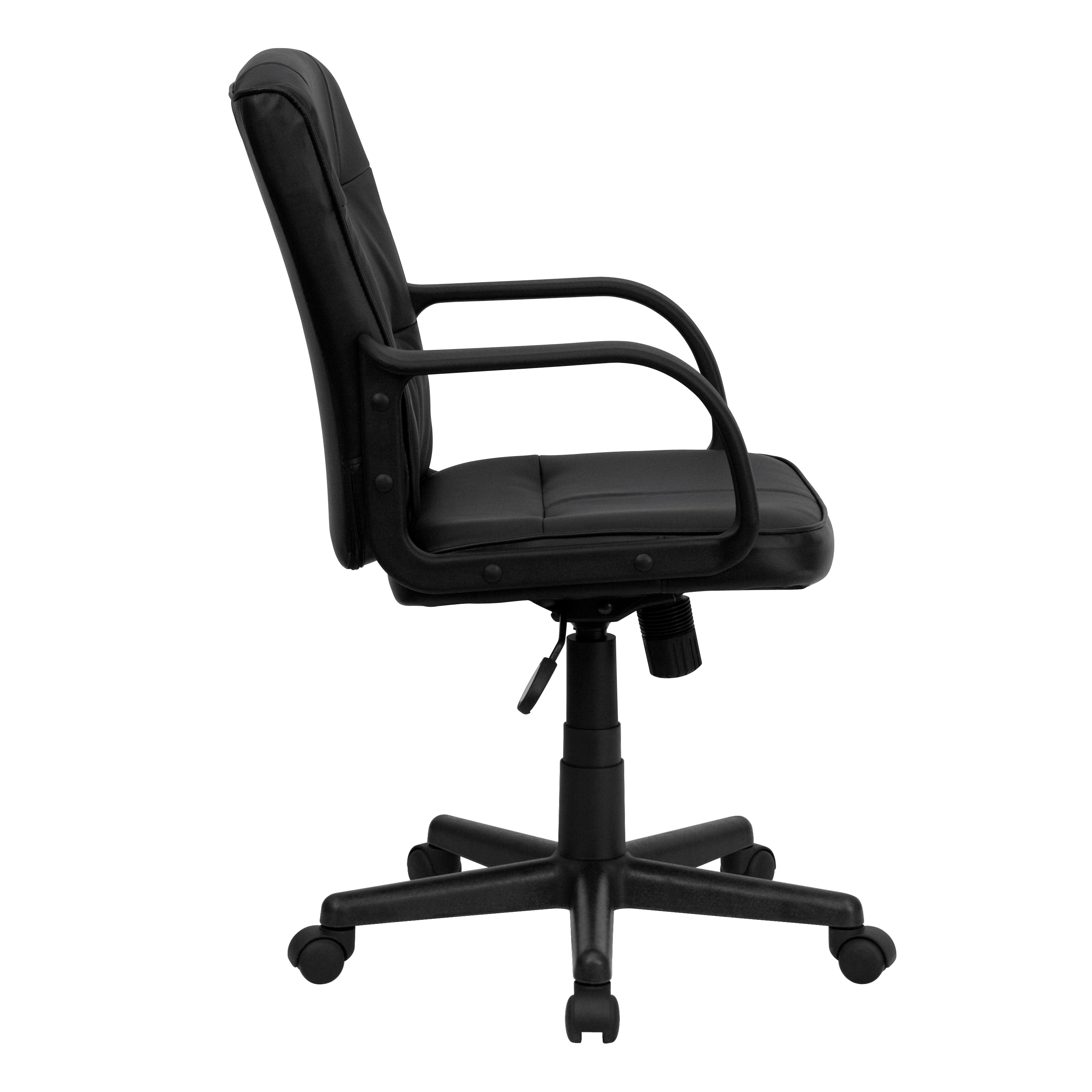 ErgoFlex Black LeatherSoft 360 Swivel Task Chair with Metal Base