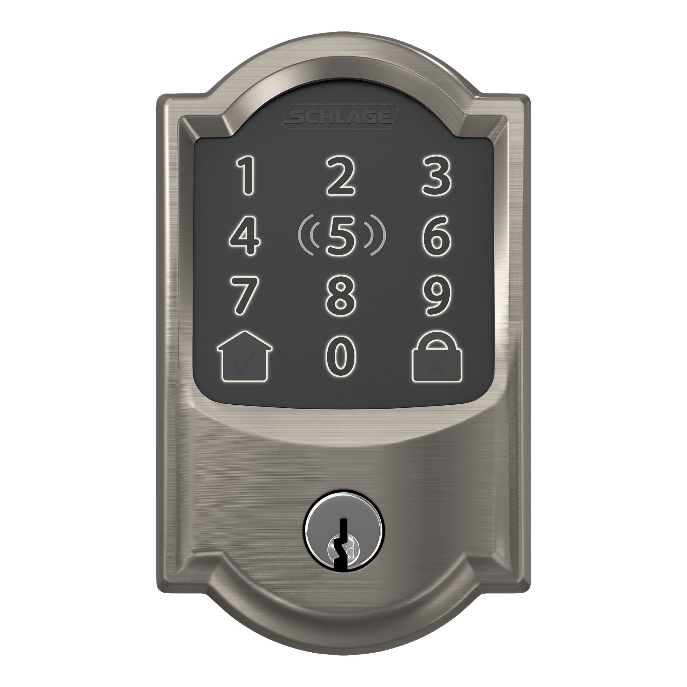 Schlage Encode Plus Camelot Satin Nickel Wifi Bluetooth Single Cylinder  Electronic Deadbolt Lighted Keypad Touchscreen Smart Lock at