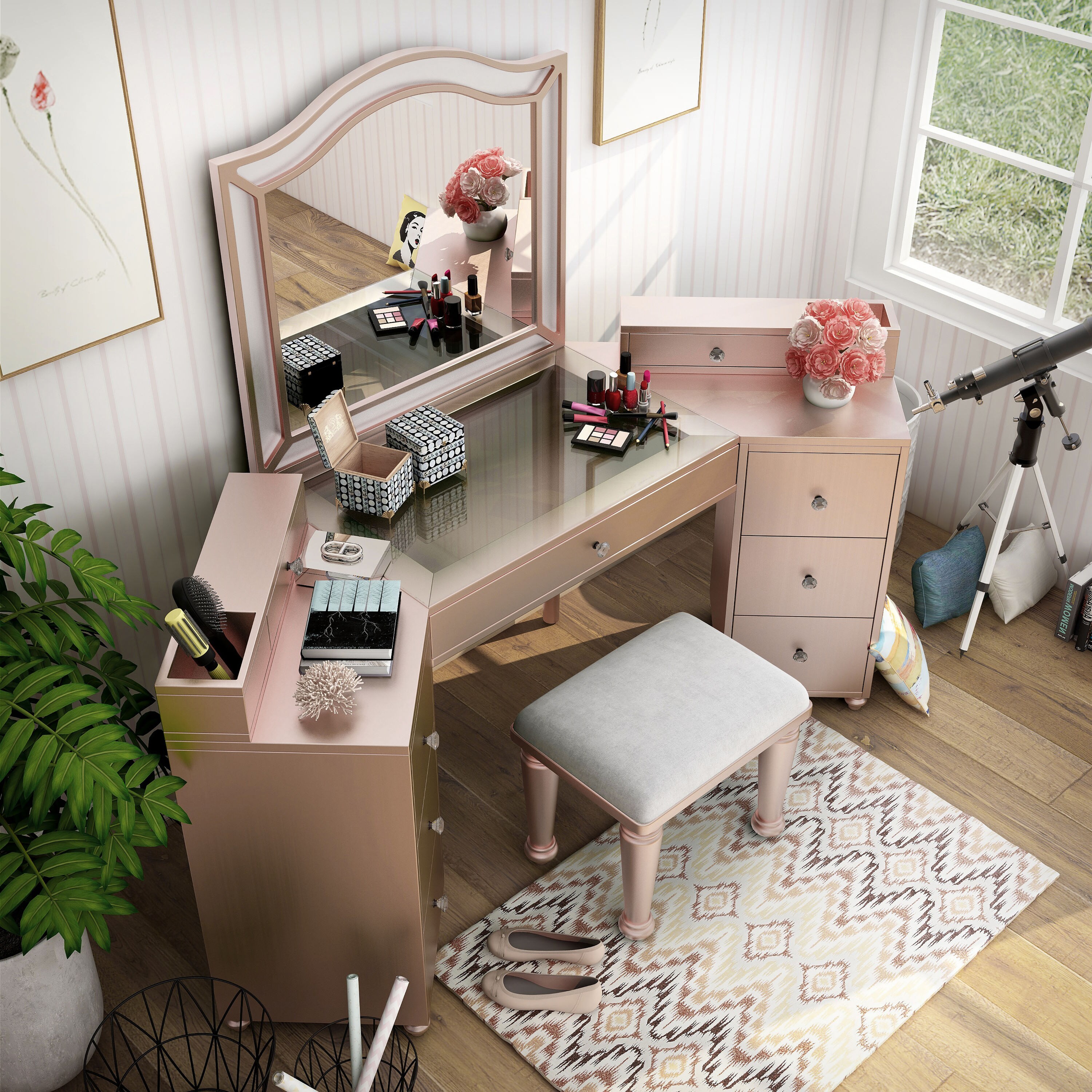 Furniture of America IDF-DK5686PK Bedroom-Vanities - View #3