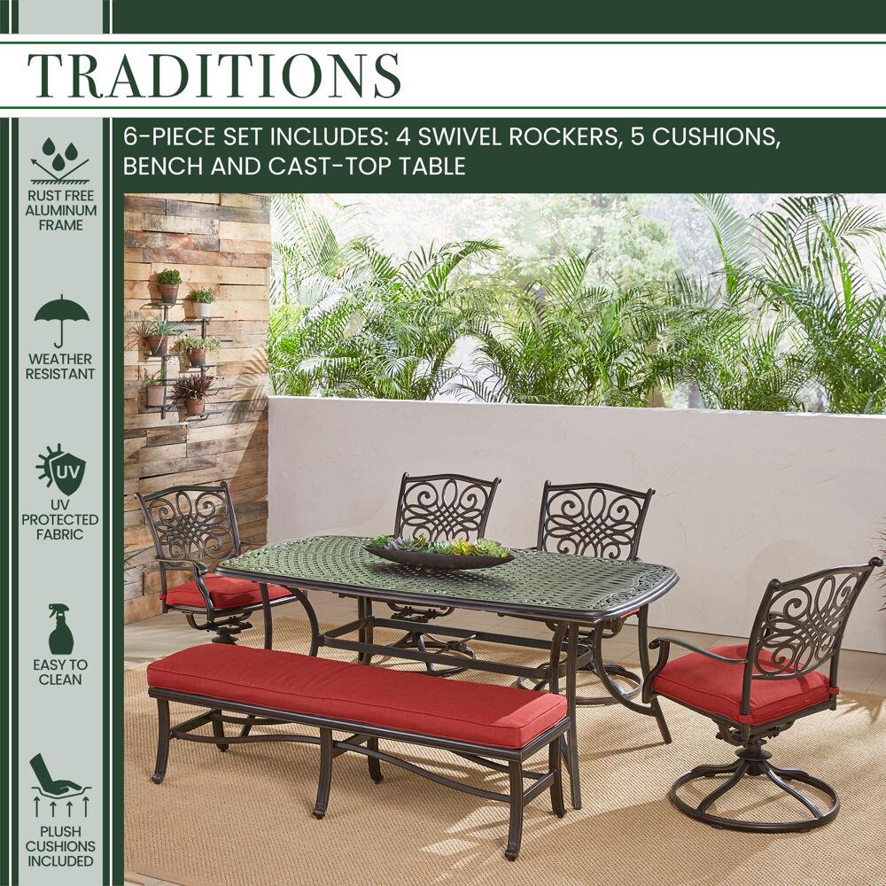 Hanover TRADDN6PCSW4BN-RED Patio-Dining-Sets - View #2