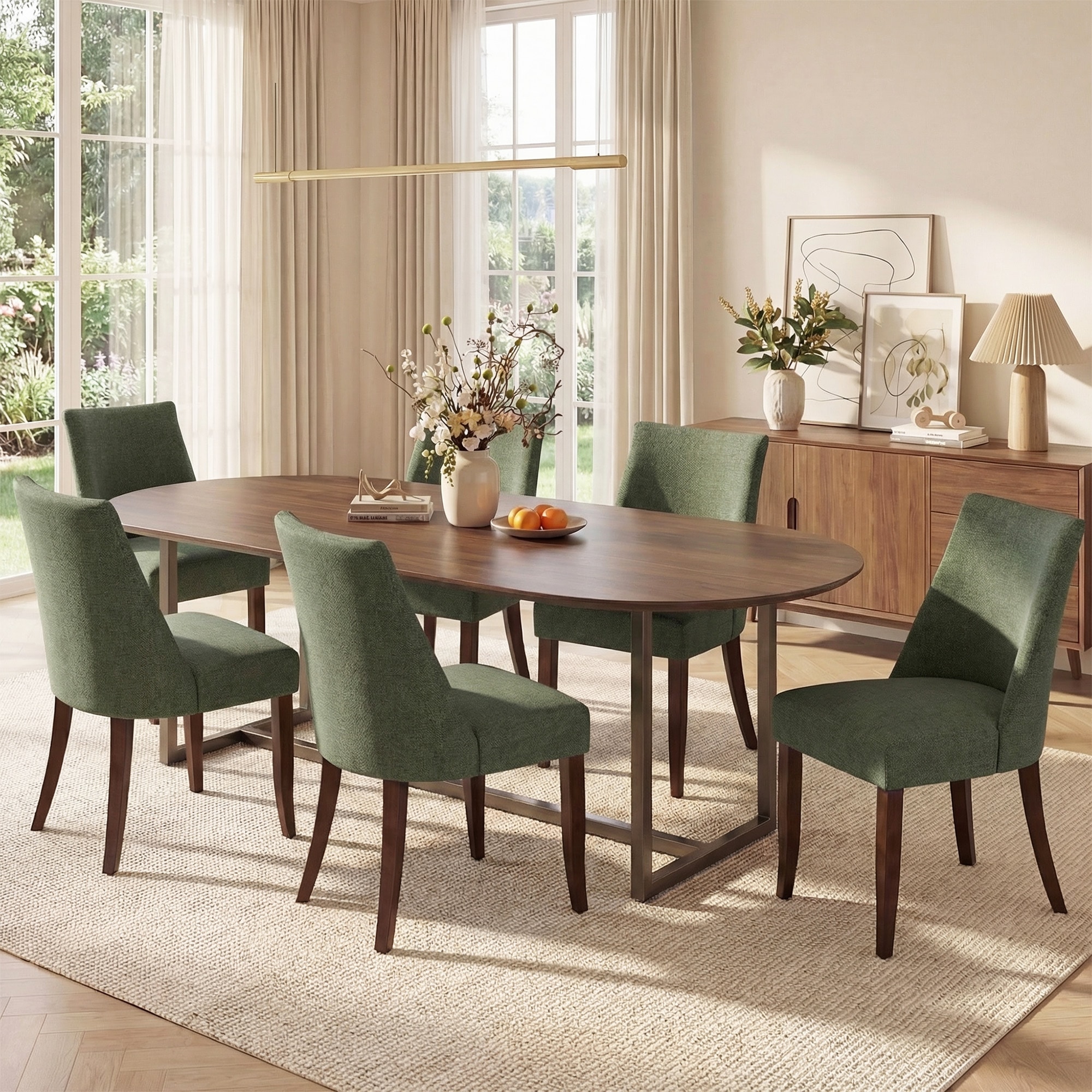 ViviHav Set of 6 Green Dining Chairs Modern Upholstered Kitchen Side Chairs