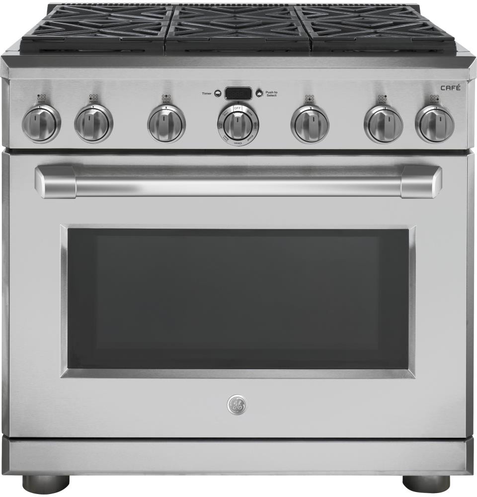 GE Cafe 36-in 6 Burners 6.2-cu ft Self-Cleaning Convection Oven Freestanding Gas Range 