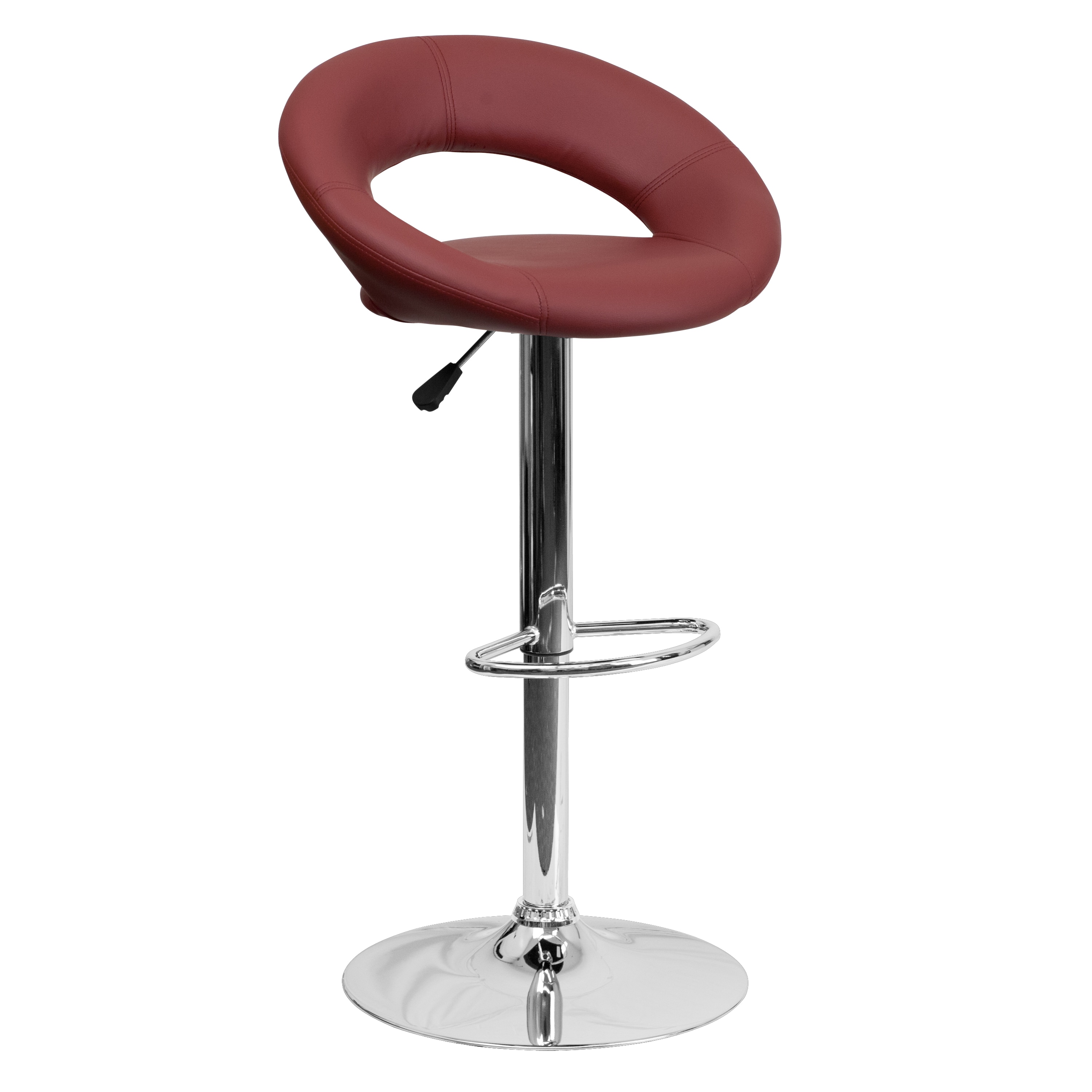 Flash Furniture 847254016766 Burgundy 24.0-Inches H Adjustable Height Counter height Round seat Upholstered Swivel Metal Bar Stool and Back