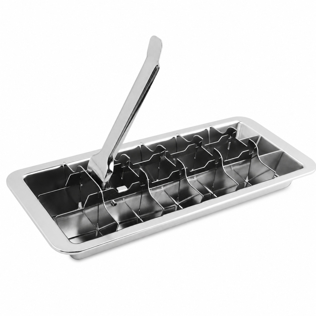 Aoibox  Stainless Steel Ice Cube Tray 18 Slot Metal Freezer Tray Vintage Design with Release Lever Handle for Bar