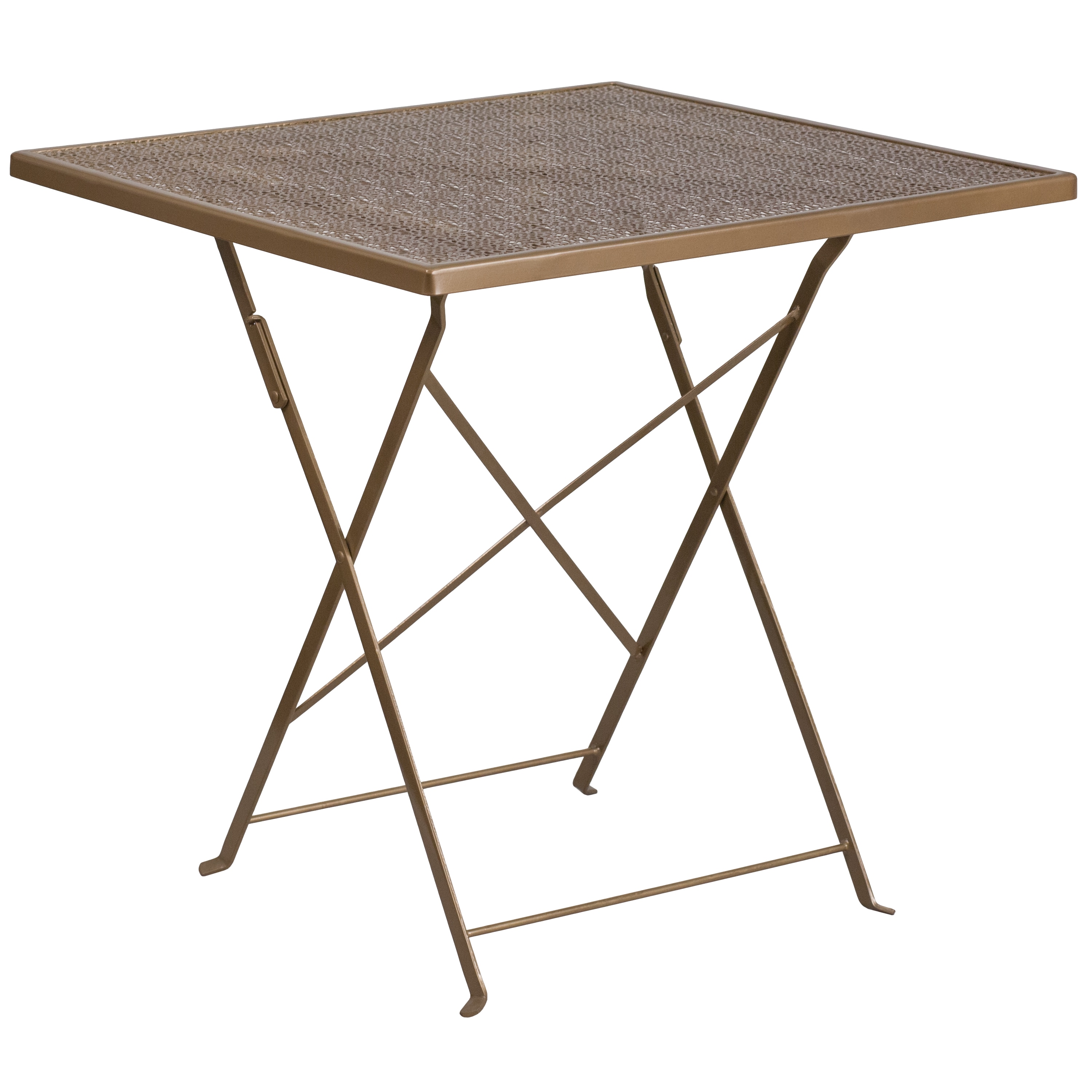 Flash Furniture 889142057253 Oia Gold Contemporary/Modern Dining Table, Metal with Gold Metal Base 28-in L x 28-in H