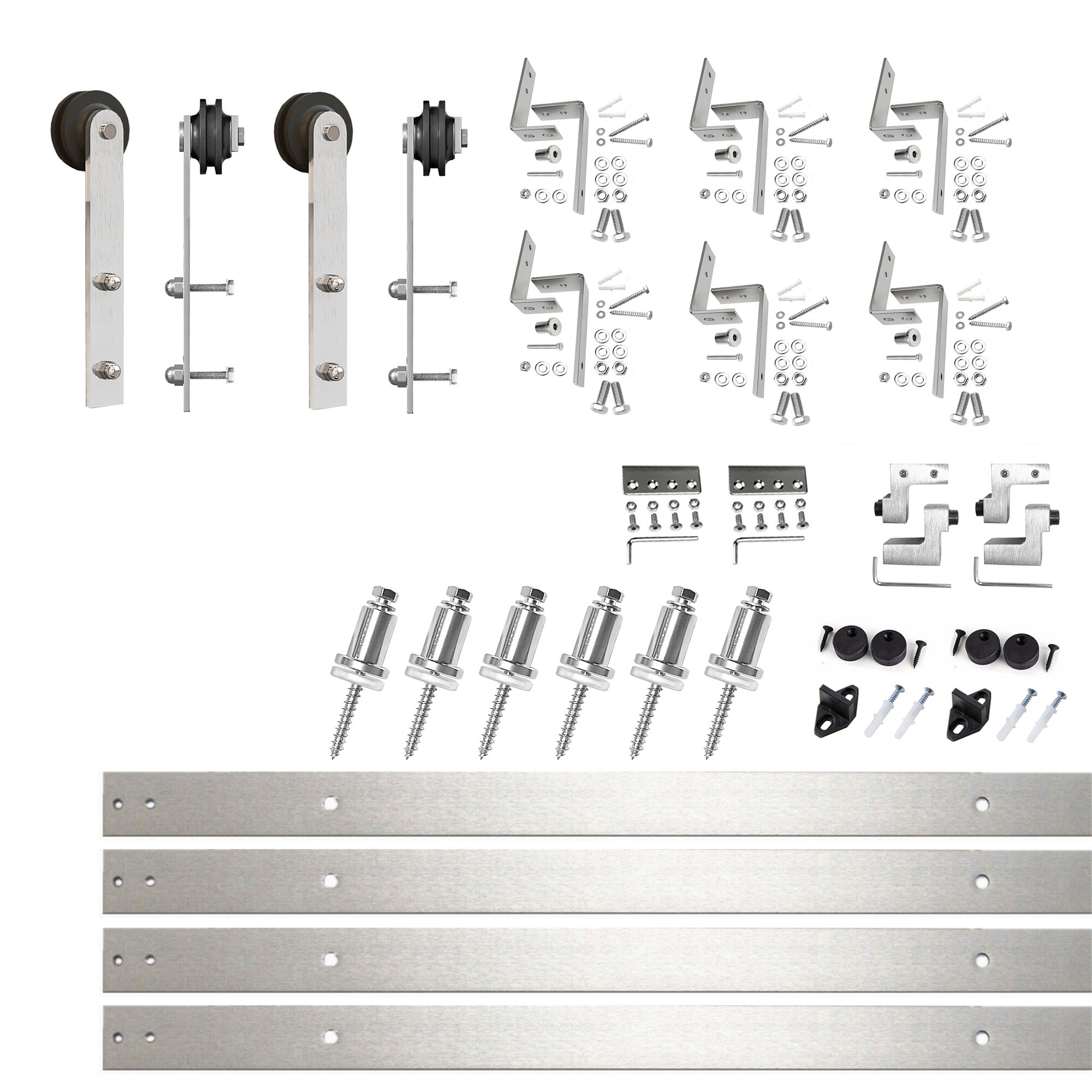 Homacer 108-in Brushed Nickel Indoor/Outdoor I-strap Barn Door Hardware Kit | ZT3DNZ108C