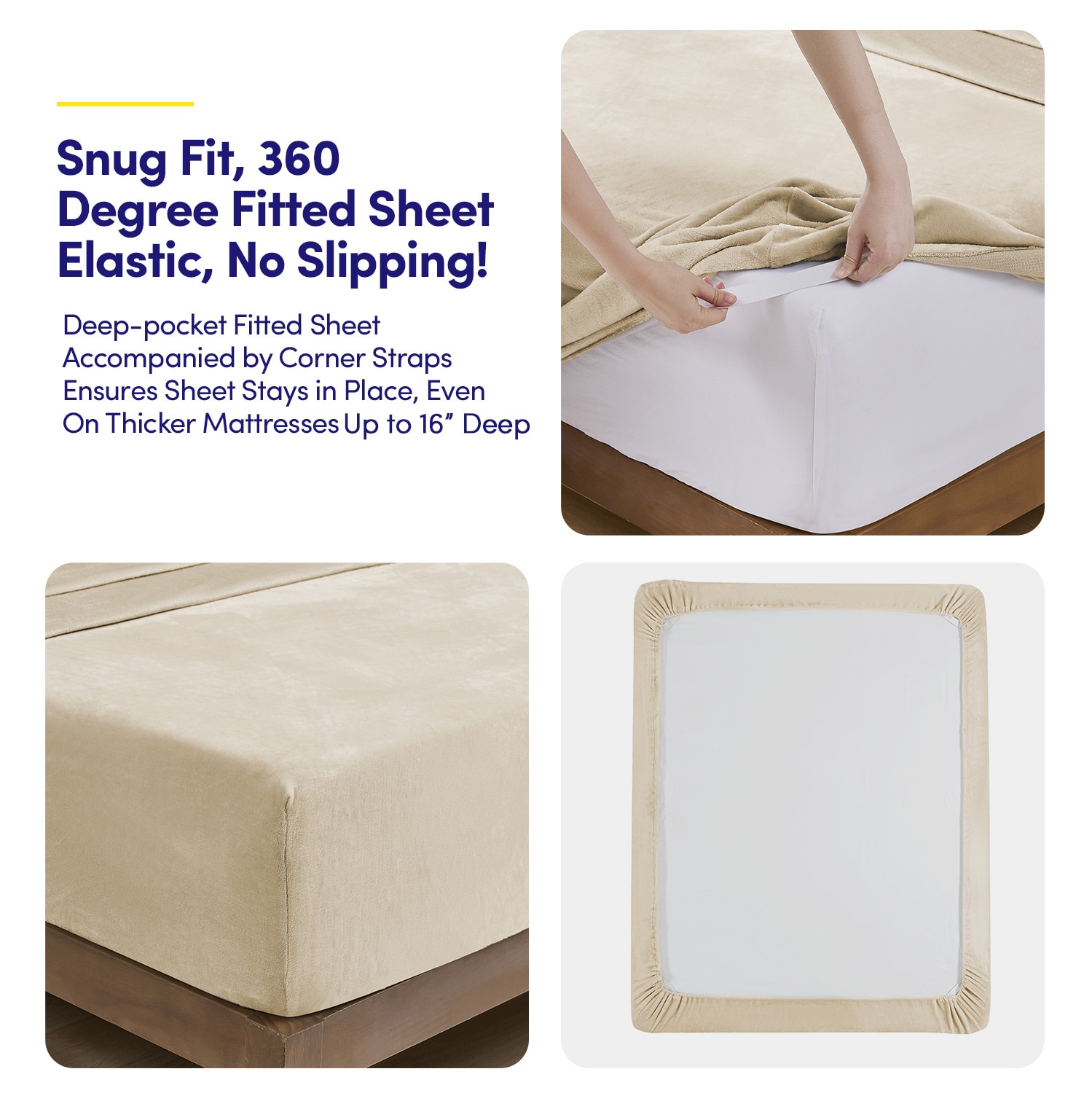 Sweet Home Collection LOW-FLEE-SH-BGE-FL Sheet-Sets - View #4