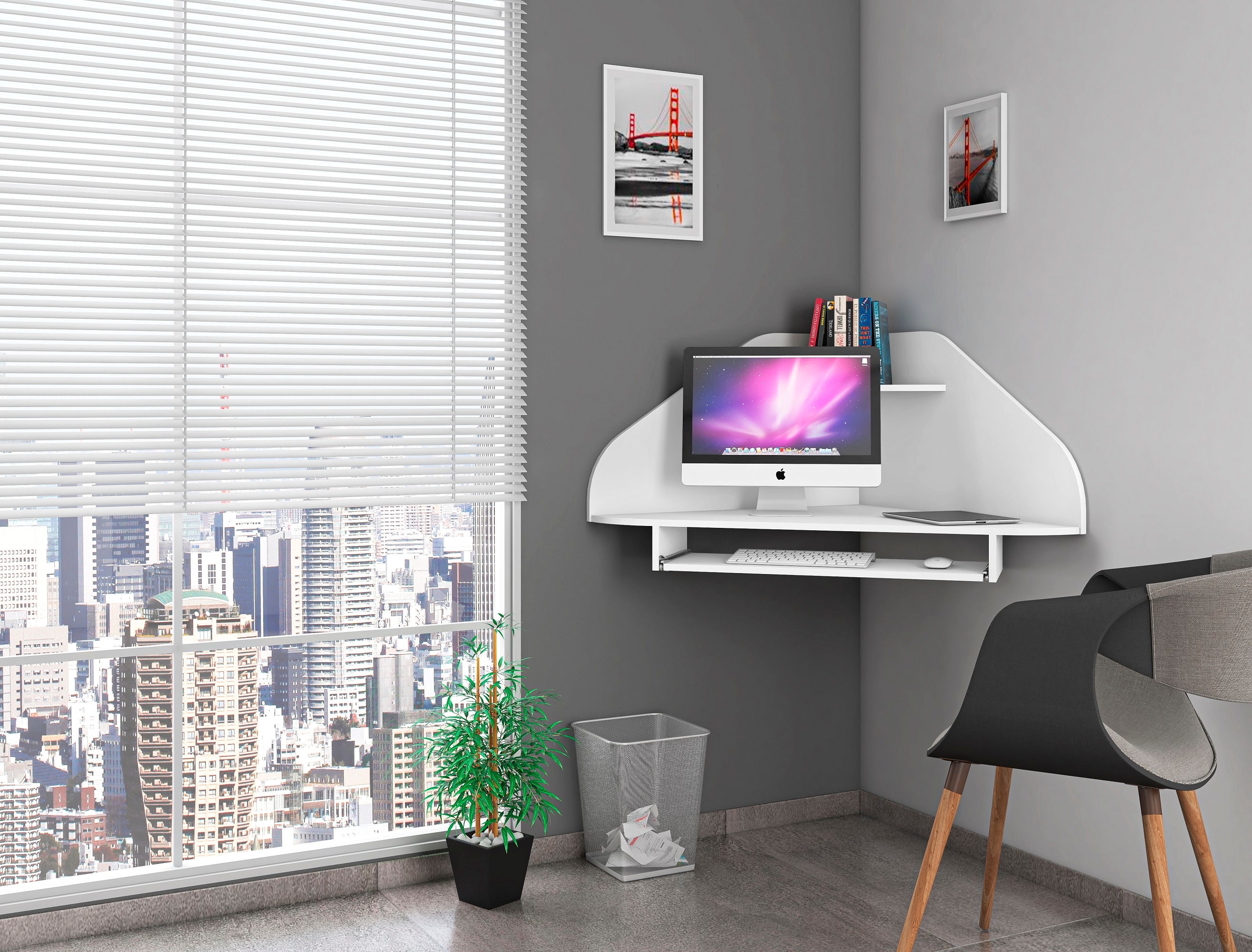 Manhattan Comfort 231BMC6 Bradley 43.98-in White Modern/Contemporary Floating desk