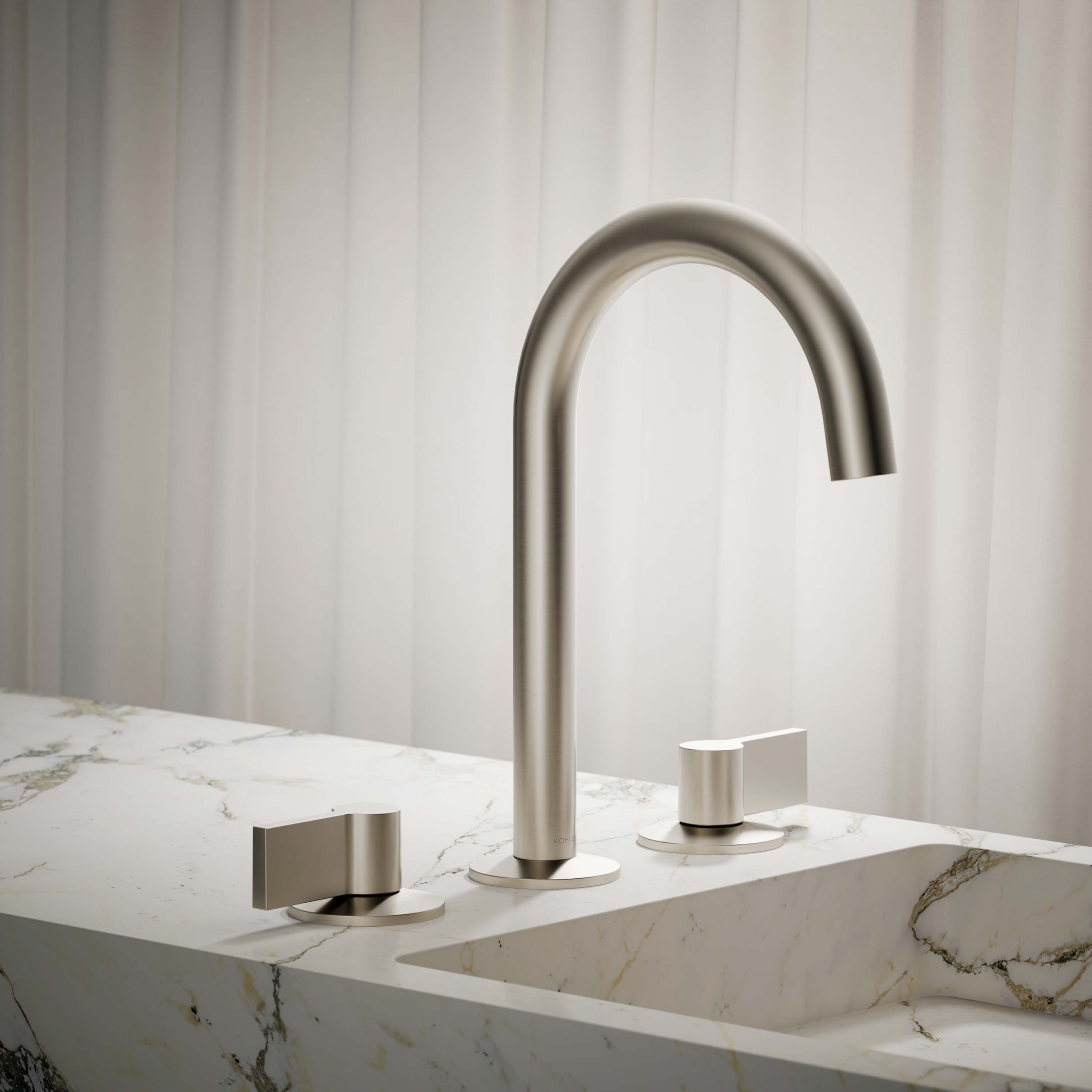 KOHLER K-77967-BN Components Vibrant Brushed Nickel Single hole Touchless WaterSense High-arc Commercial/Residential Touchless Bathroom Sink Faucet with Drain