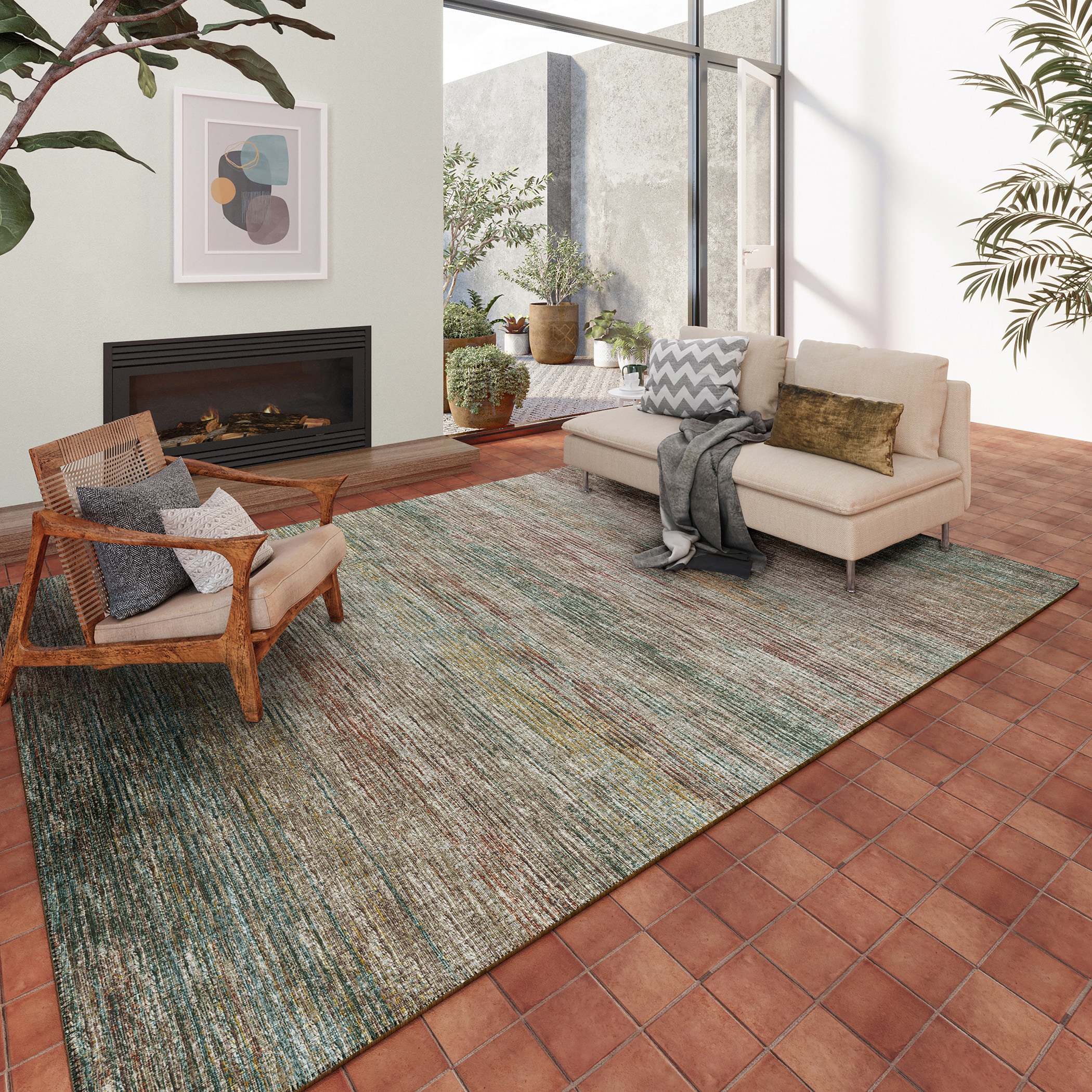 Marston Multicolor Chenille 3' x 5' Flat Woven Non-Slip Area Rug
