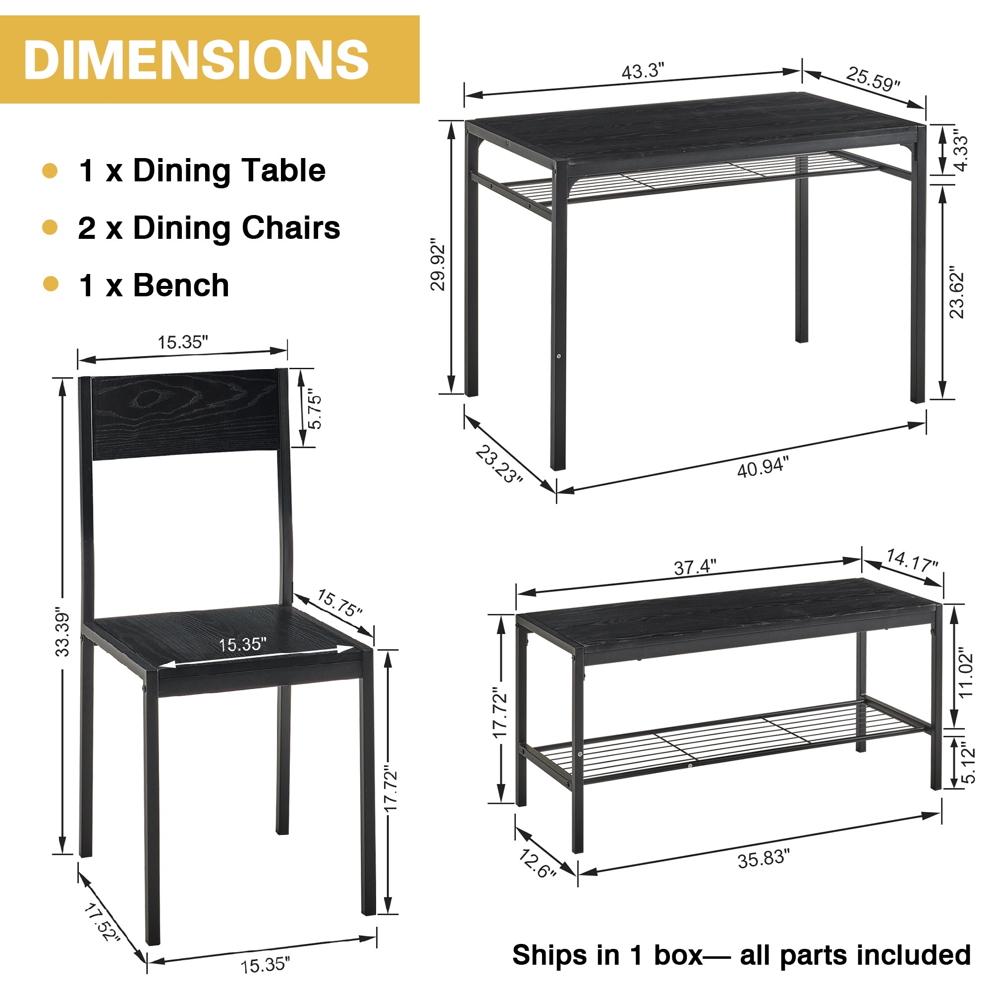Vecelo LOE-MX-TC20-BLK Dining-Sets - View #3