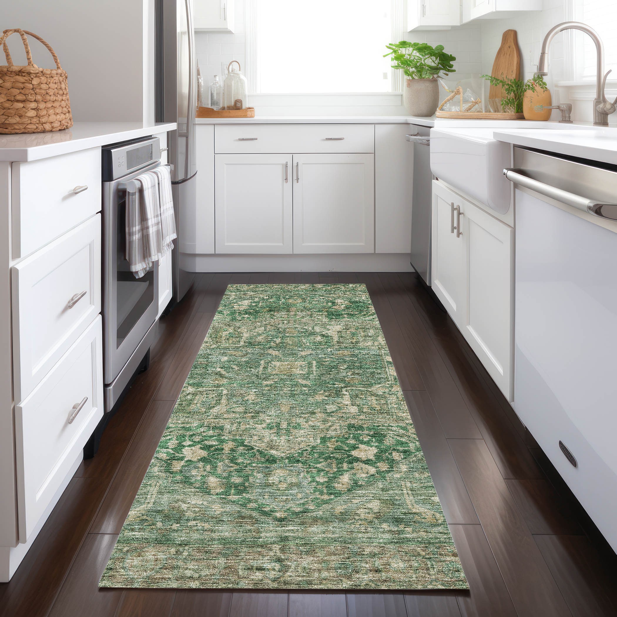 Addison Rugs ACN1240EM2X8 Chantille ACN1240EM 2 x 7 (ft) Polyester Emerald Rectangular Indoor/Outdoor Geometric Machine washable Runner rug