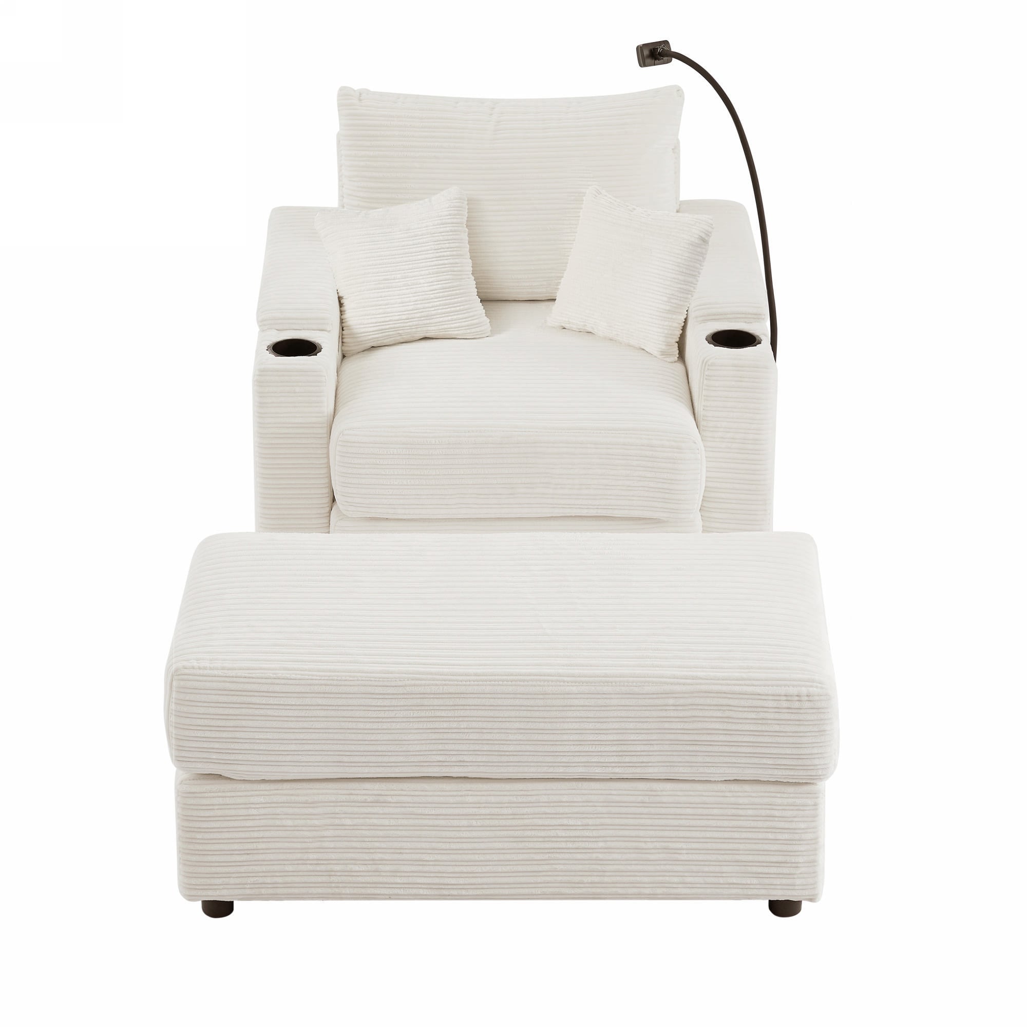 Bybafun YA3700633 39.4 W Casual Beige Chenille 1-seater Storage Sofa