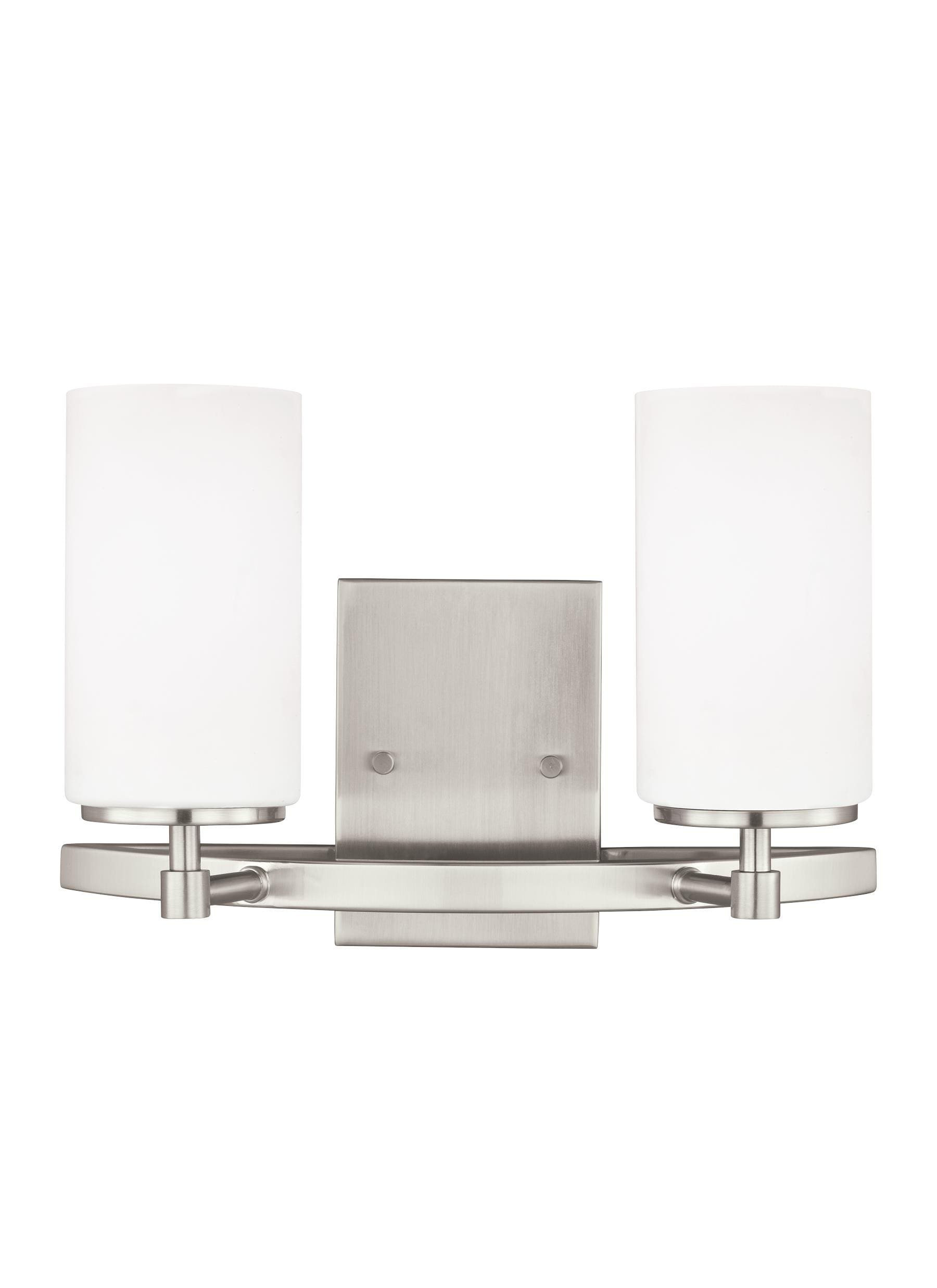 Alturas Brushed Nickel 2-Light LED Wall Bath Sconce with Etched Glass