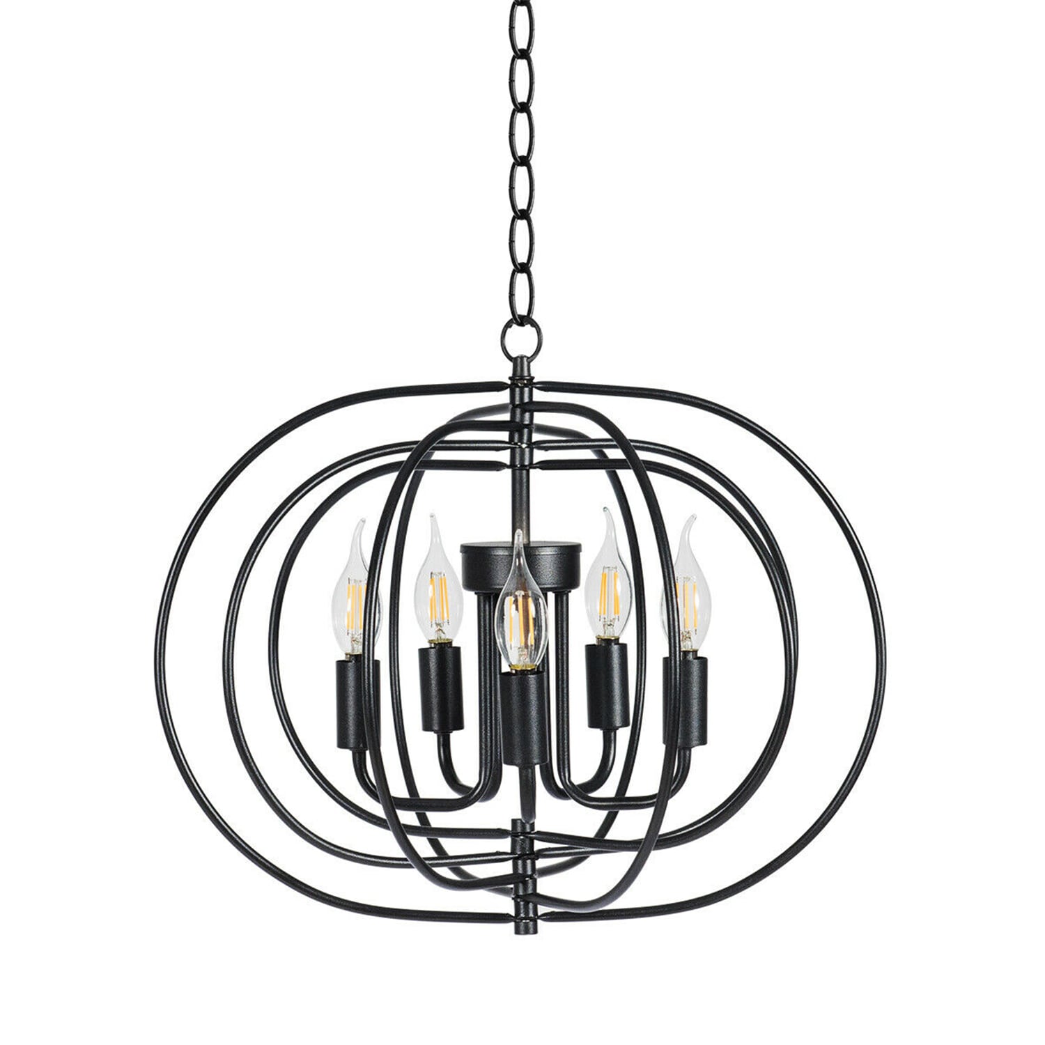 WELLFOR CHY-CL536US CH Pendant Candle Chandeliers Lighting 6 -Light Bronze Industrial Lantern Medium Hanging Pendant light