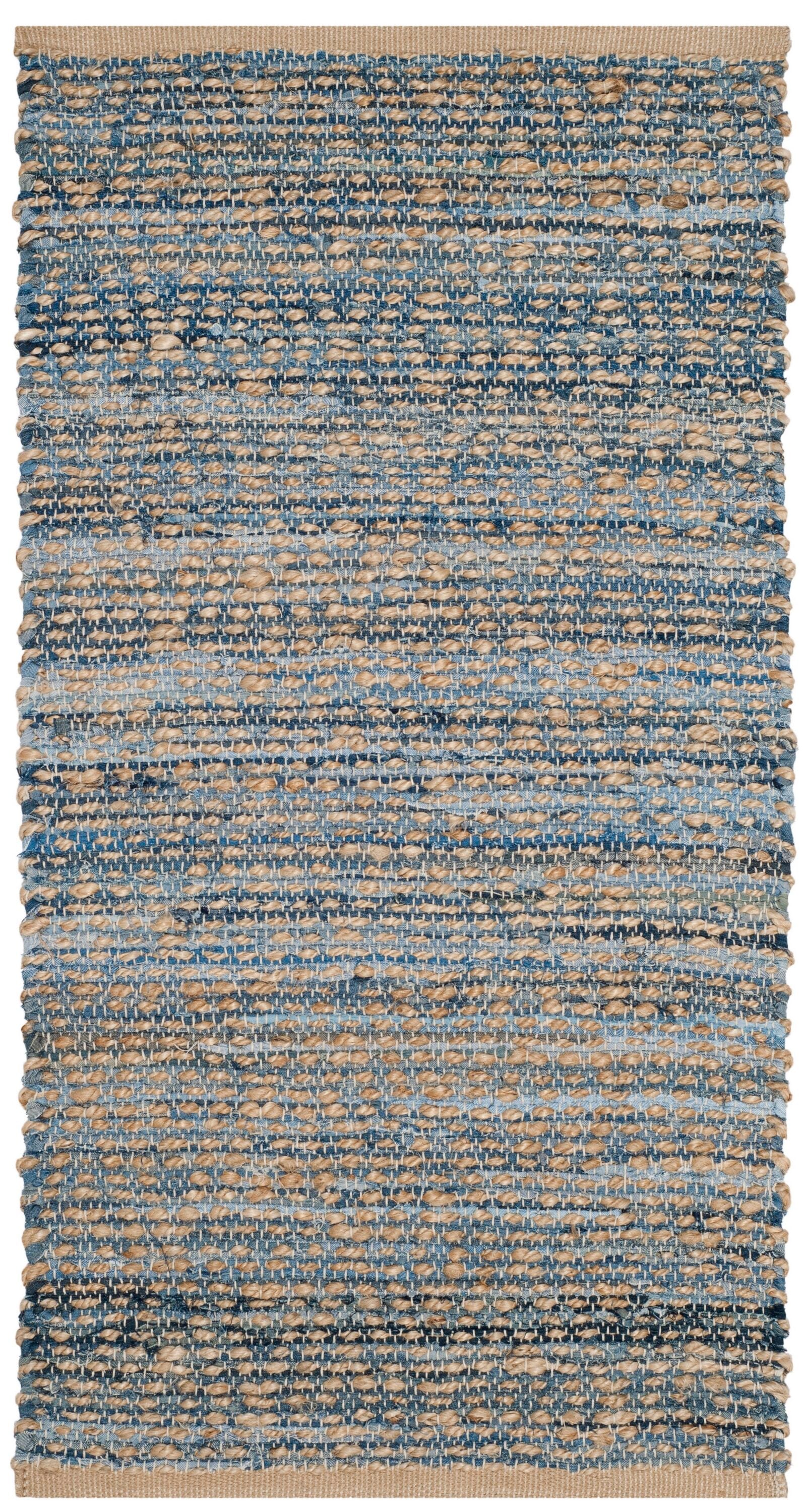 Cape Cod Blue and Natural Handmade Jute Area Rug