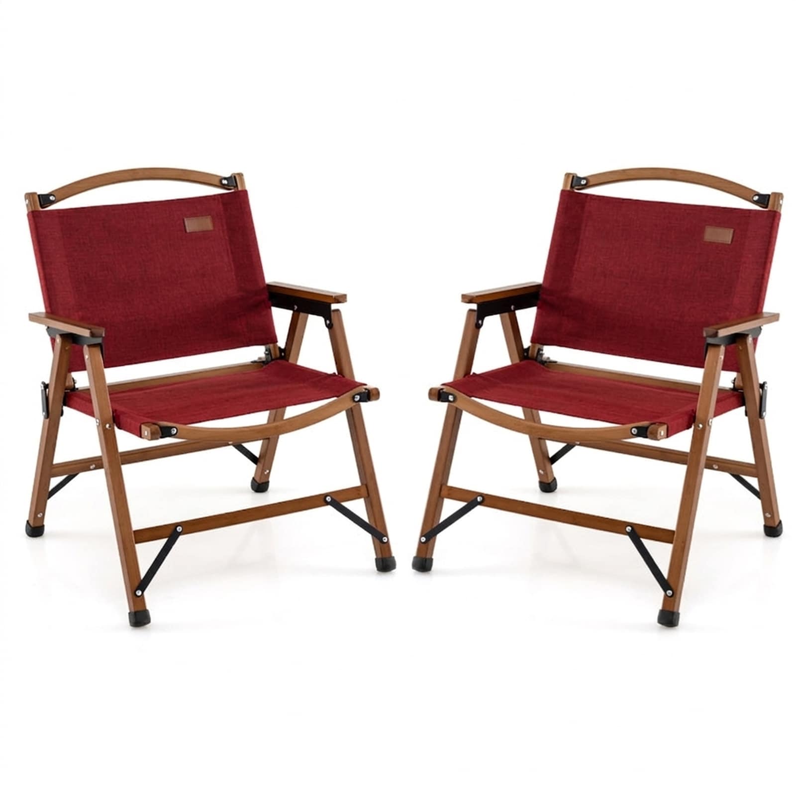 SUGIFT - 21.5-in Set of 2 Folding Camping Chairs 900D Oxford Fabric Bamboo Frame 330-lb Capacity ...
