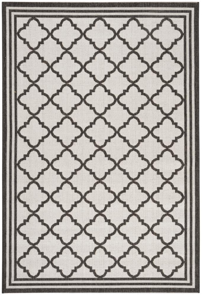 Safavieh LND121A-4 Linden Lattice 4 x 6 (ft) Loomed Polypropylene Light Gray/Charcoal Rectangular Indoor Trellis Coastal Area rug