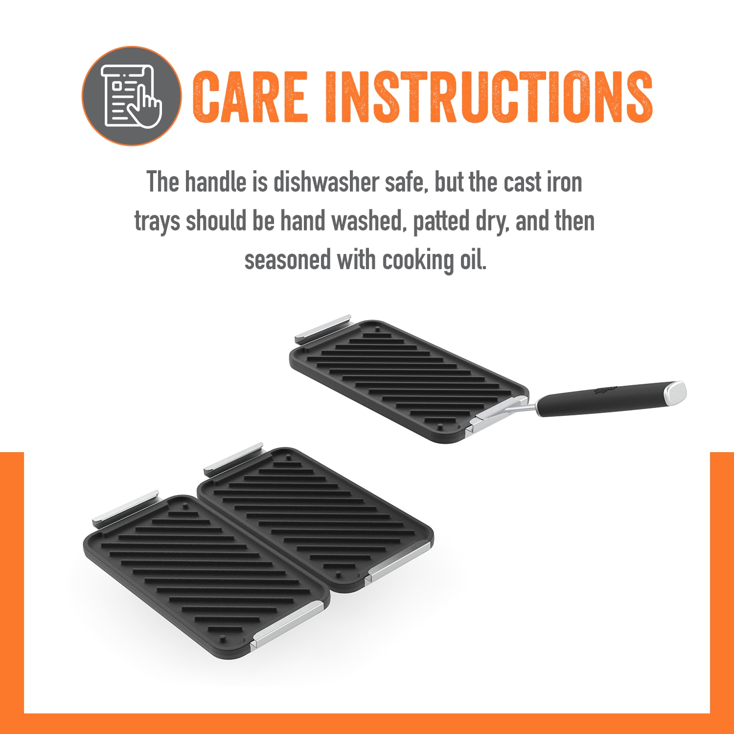 Yukon Glory 3-Piece Black Cast Iron Grill Pan Set with Handle