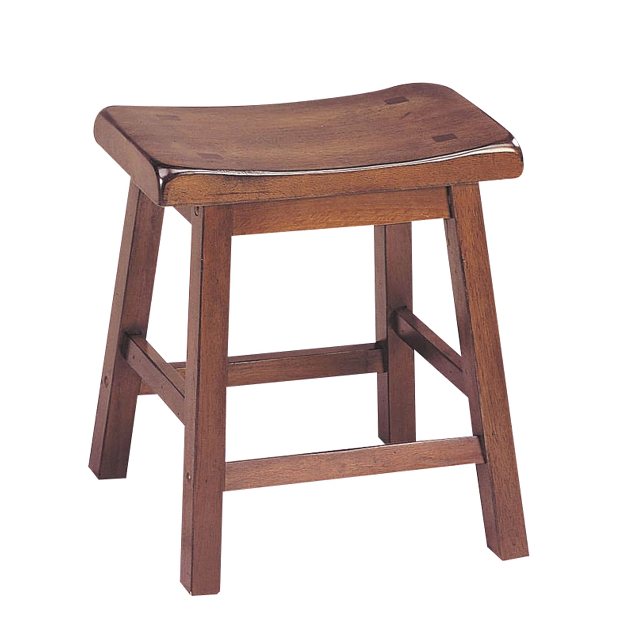 Benzara BM177547 Set of 2 Walnut Brown 18-in H Small Stackable Wood Backless Bar Stool