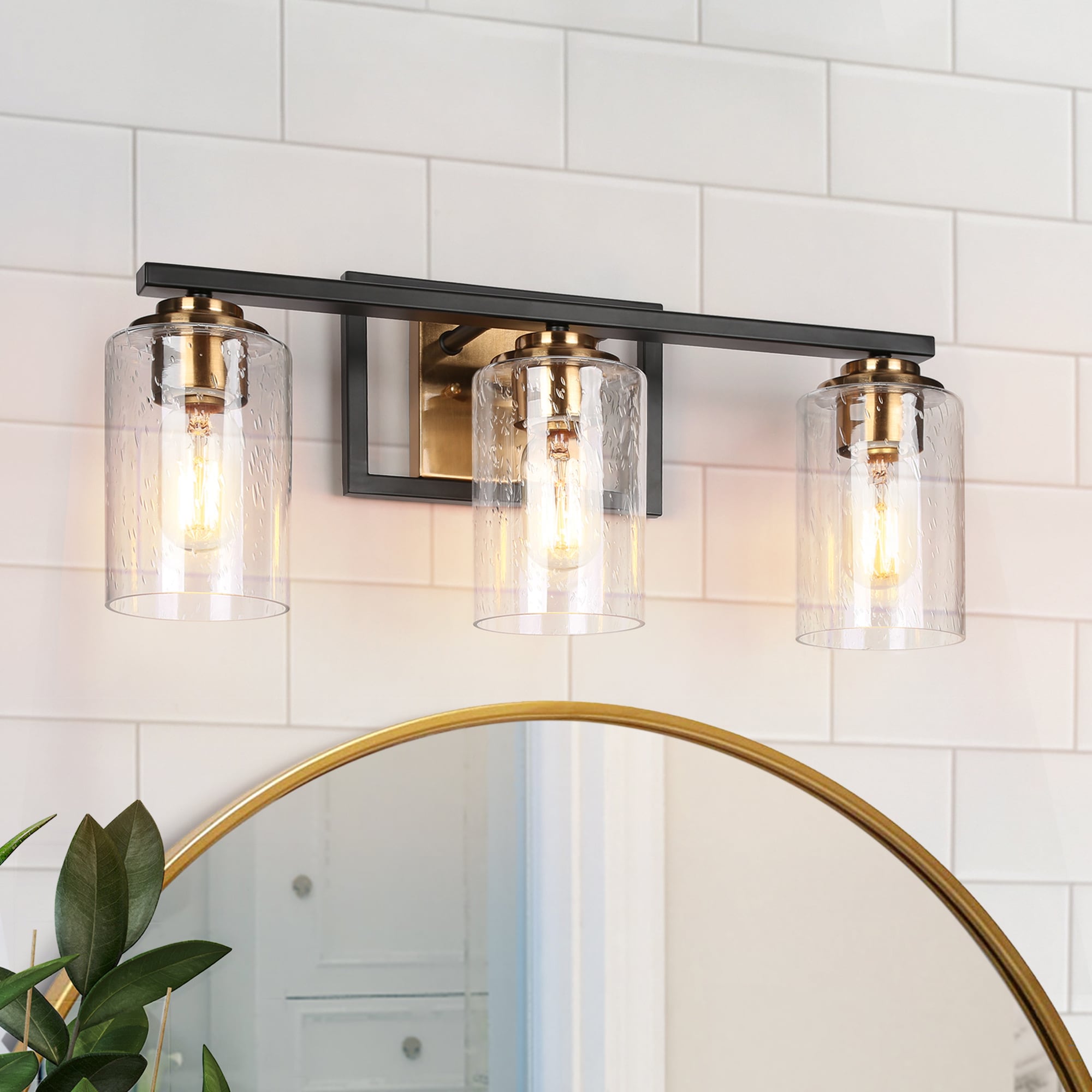 ZEVNI L3MYVFYFW4481SC7 Rythorl 28-in 3 -Light Matte Black Modern/contemporary Vanity light bar