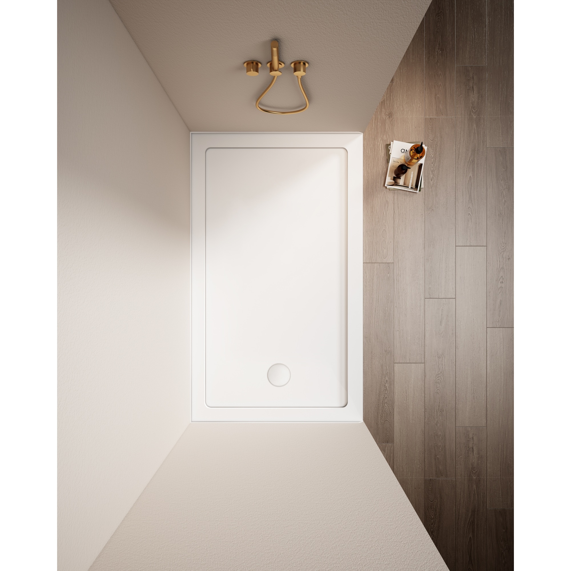 Lirago - 60 in x 36 in Shower Base Rectangular Acrylic Shower Pan with Slip-Resistant Floor Left ...