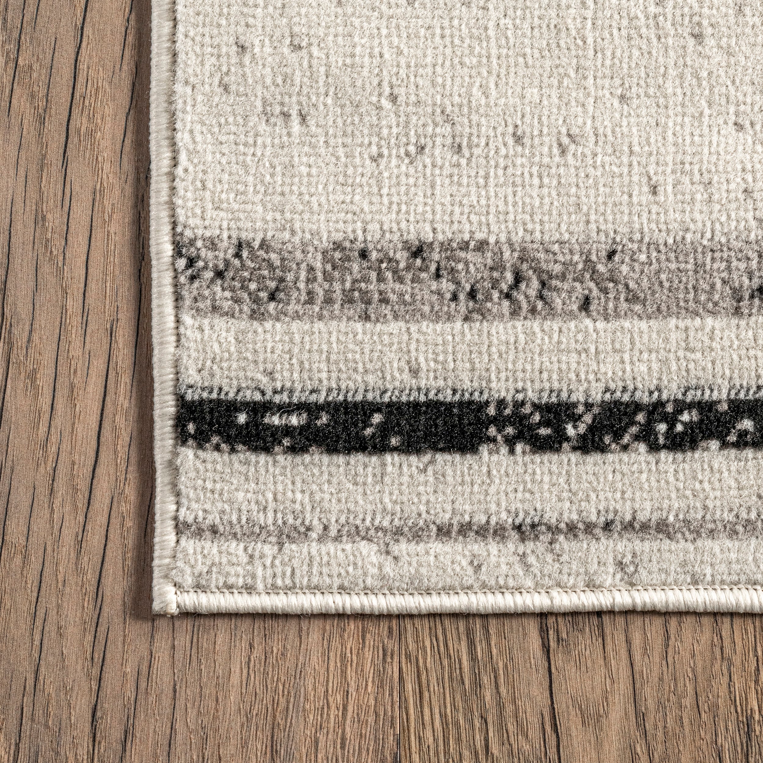 Gray Geometric Synthetic Easy Care Area Rug