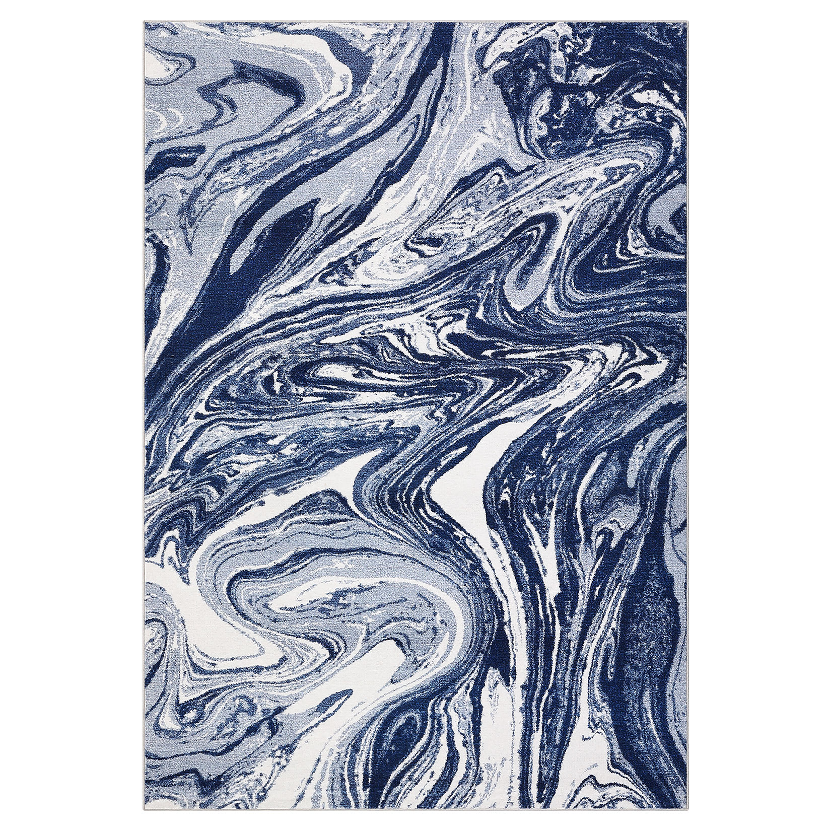 Qeetex SUNNY-PHK-33TAEQEV 10 x 13 ft Polyester Blue Rectangular Indoor Abstract Modern Machine Washable Area Rug