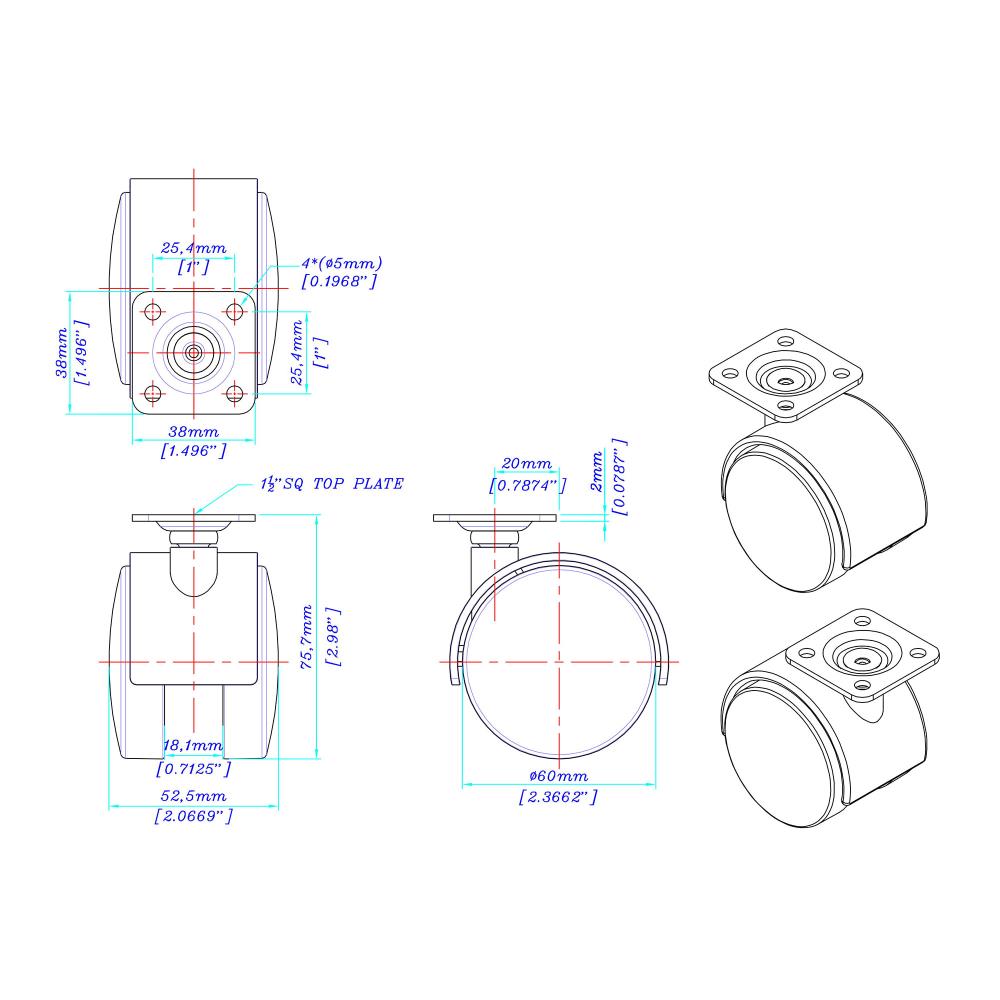 Outwater 3P1.14.00017 casters - View #2