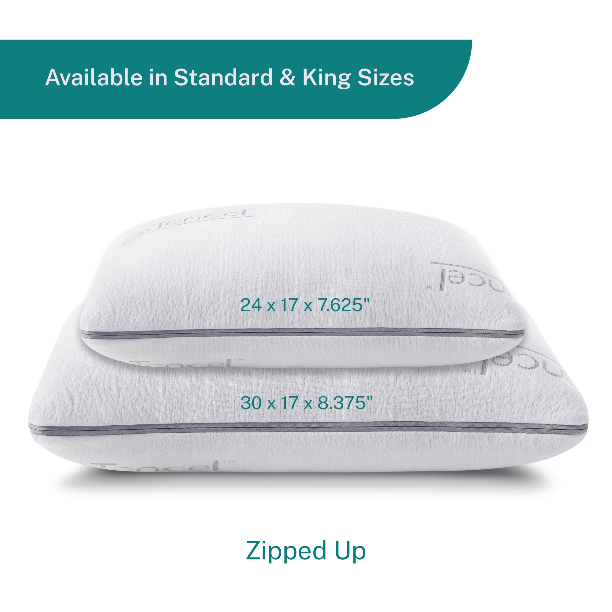 King Size White Gel Memory Foam Pillow with Tencel Cover
