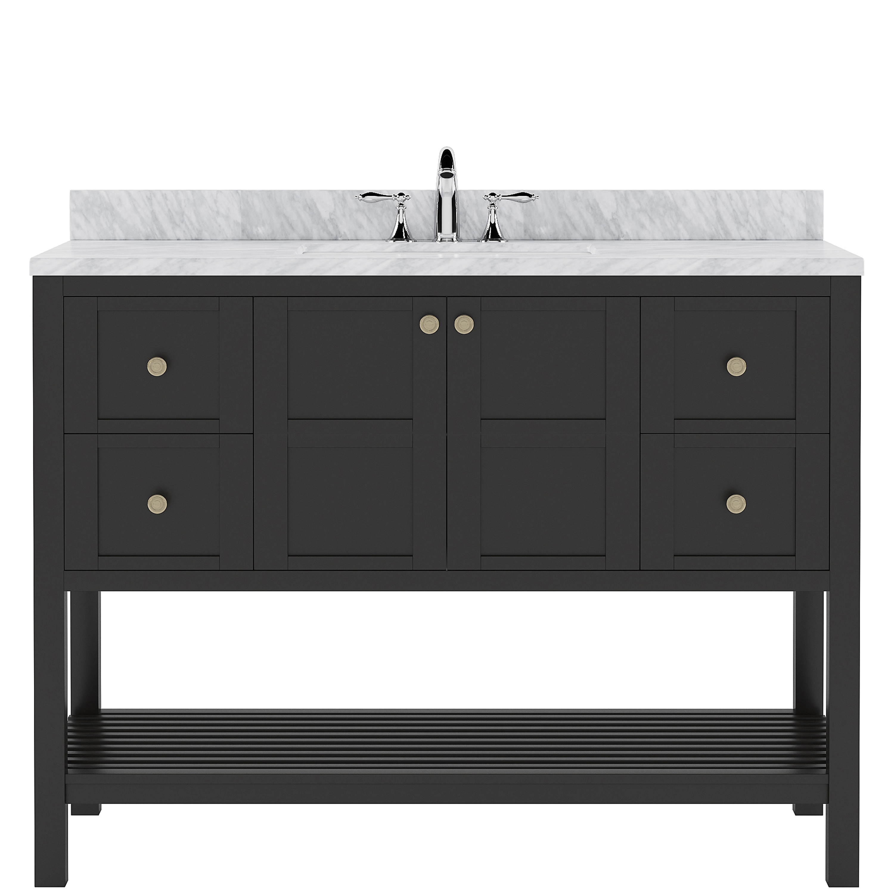 Virtu USA ES30048WMSQES002NM Winterfell 48-in Espresso Undermount Single Sink Bathroom Vanity with Italian Carrara White Marble Top (Faucet Included)