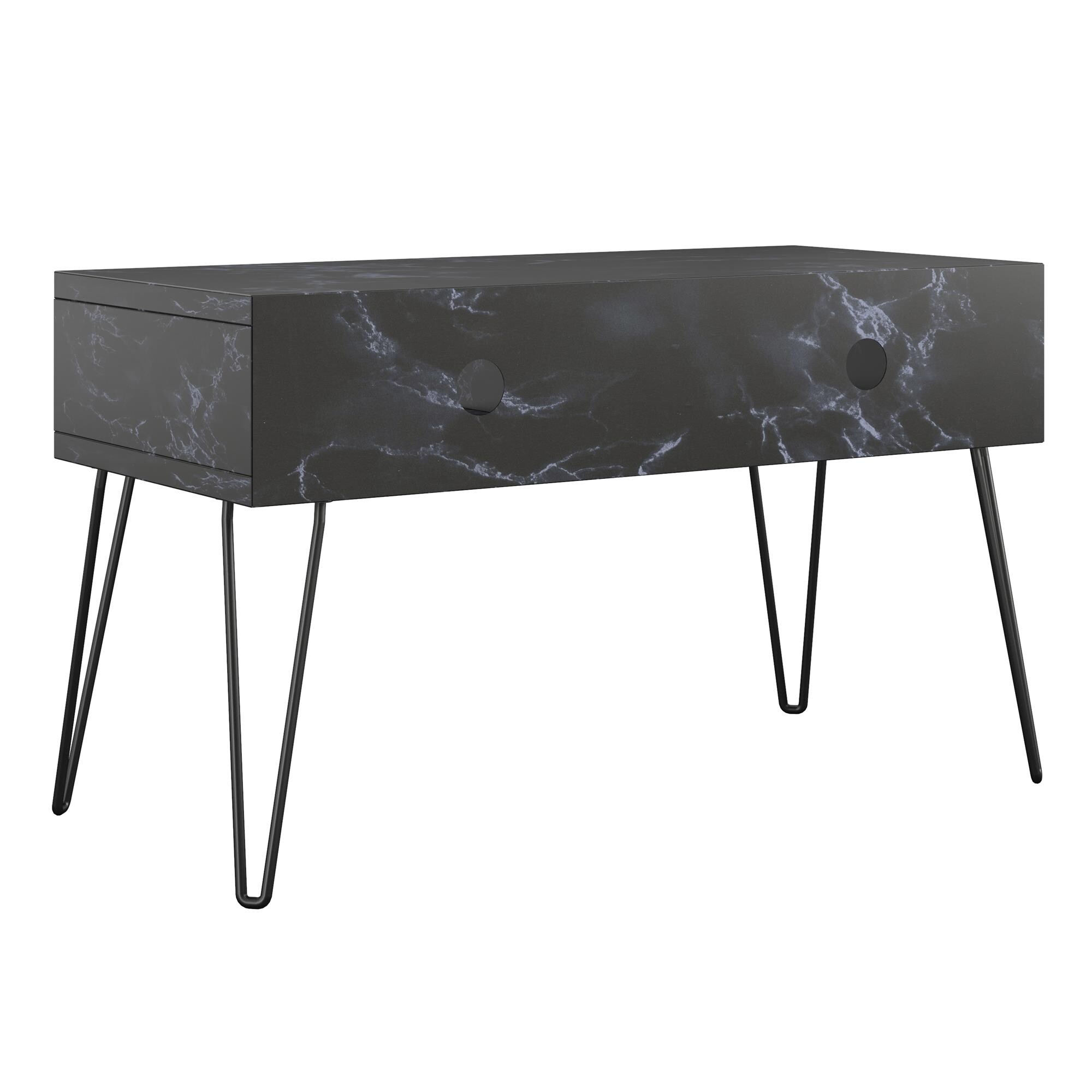 Athena 42'' Sleek Black Faux Marble TV Stand