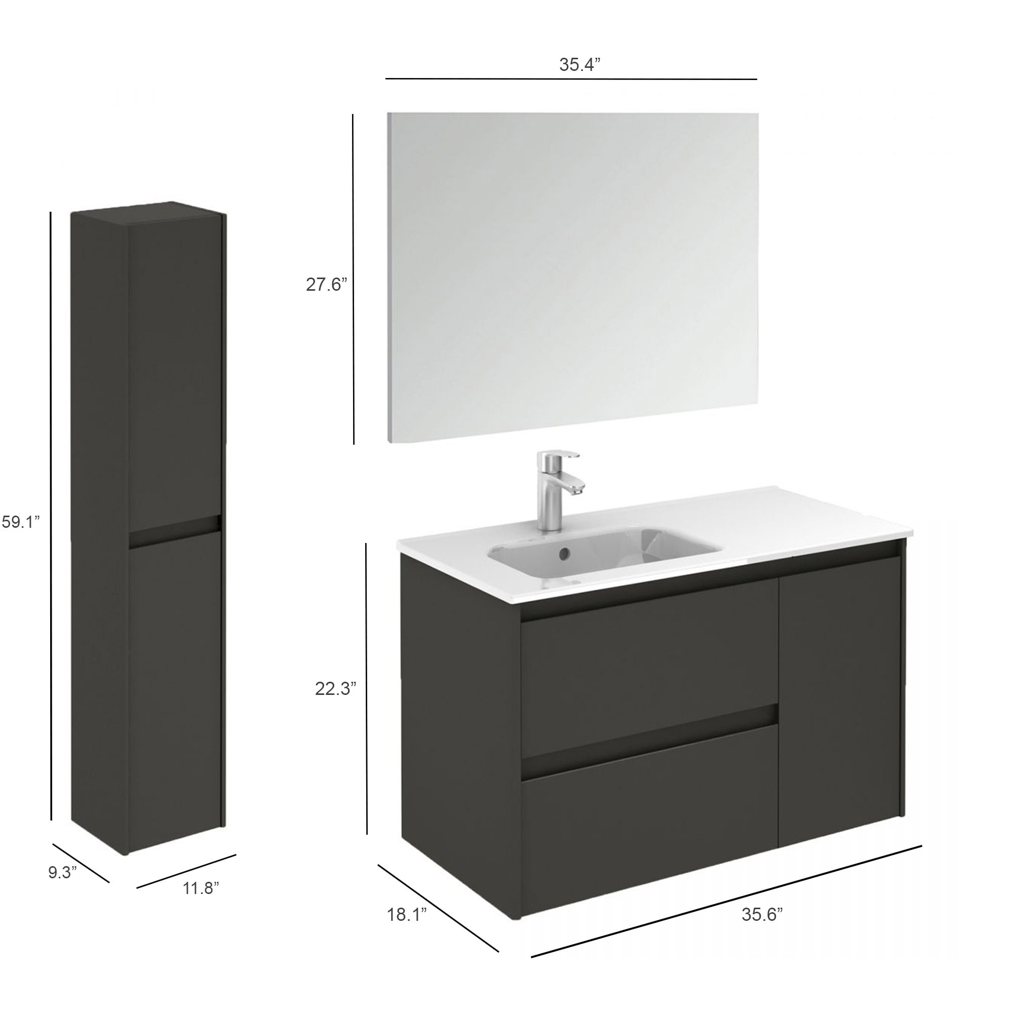 WS Bath Collections AMBRA 90 PACK 2 AN Bath-Vanity-Combo - View #5