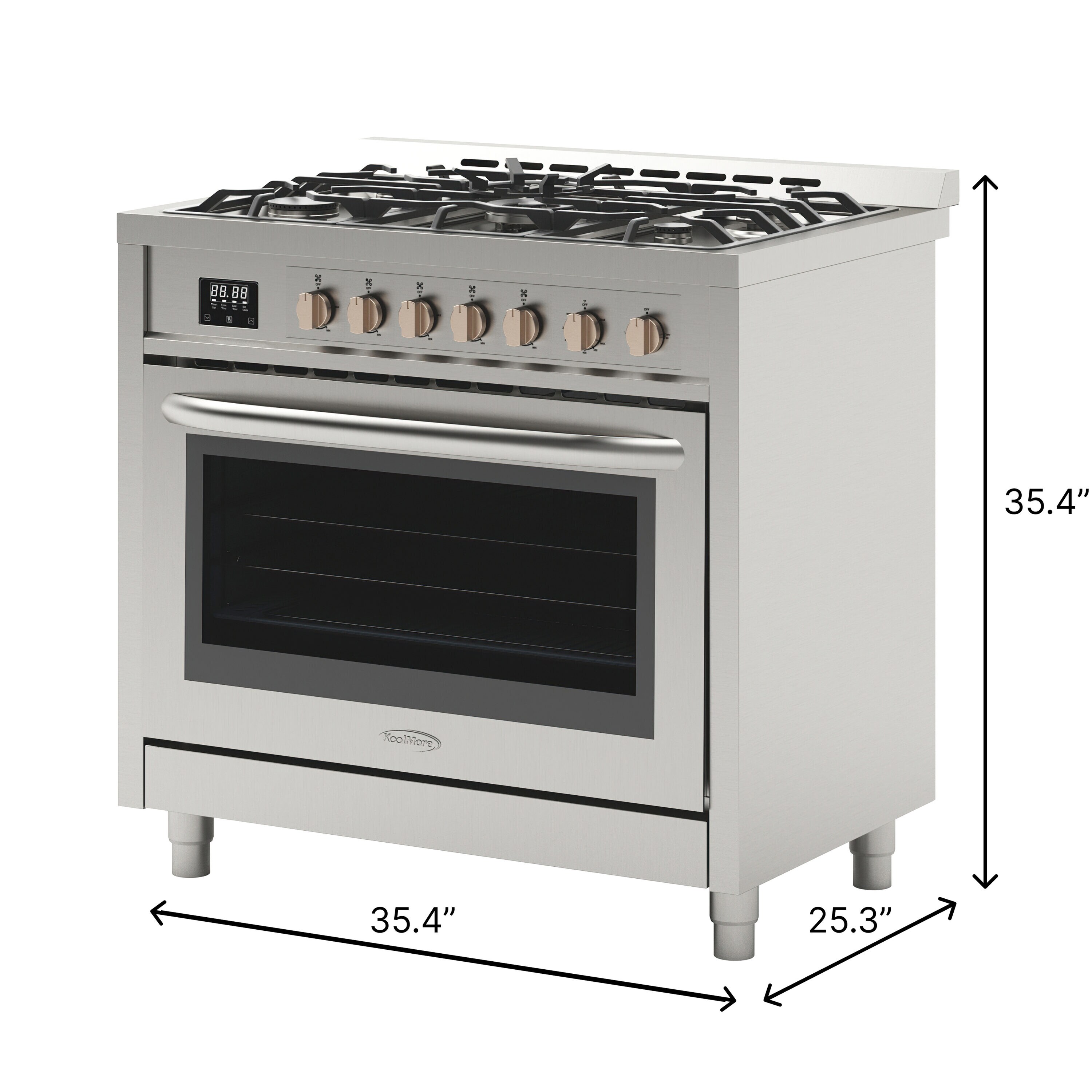 KoolMore 38 in. Full-Size Single Deck Commercial Liquid Propane Convection  Oven 54,000 BTU with Casters in Stainless-Steel(KM-CCO54-LPC)