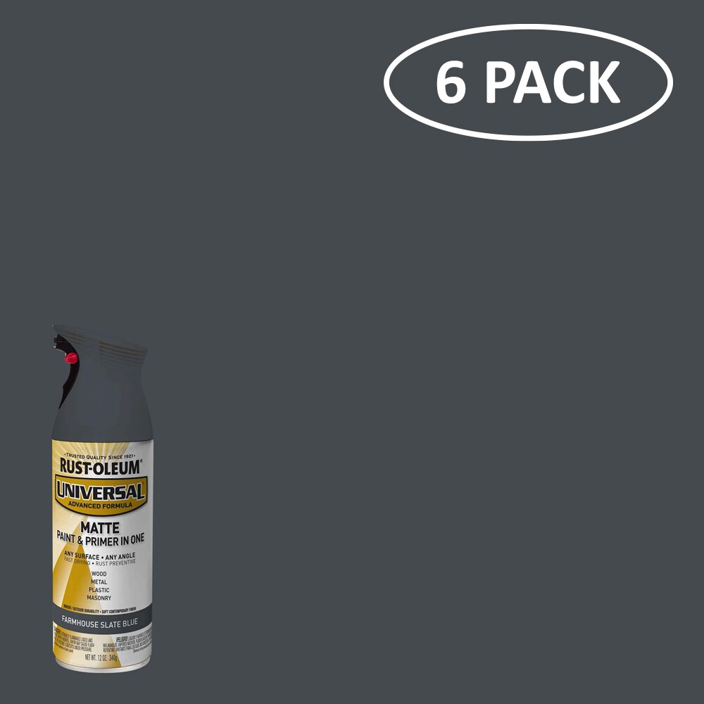 Rust-Oleum 376723SOS Universal 6 -Pack Matte Farmhouse Slate Blue Spray paint and primer in one ( NET WT. 12-oz )