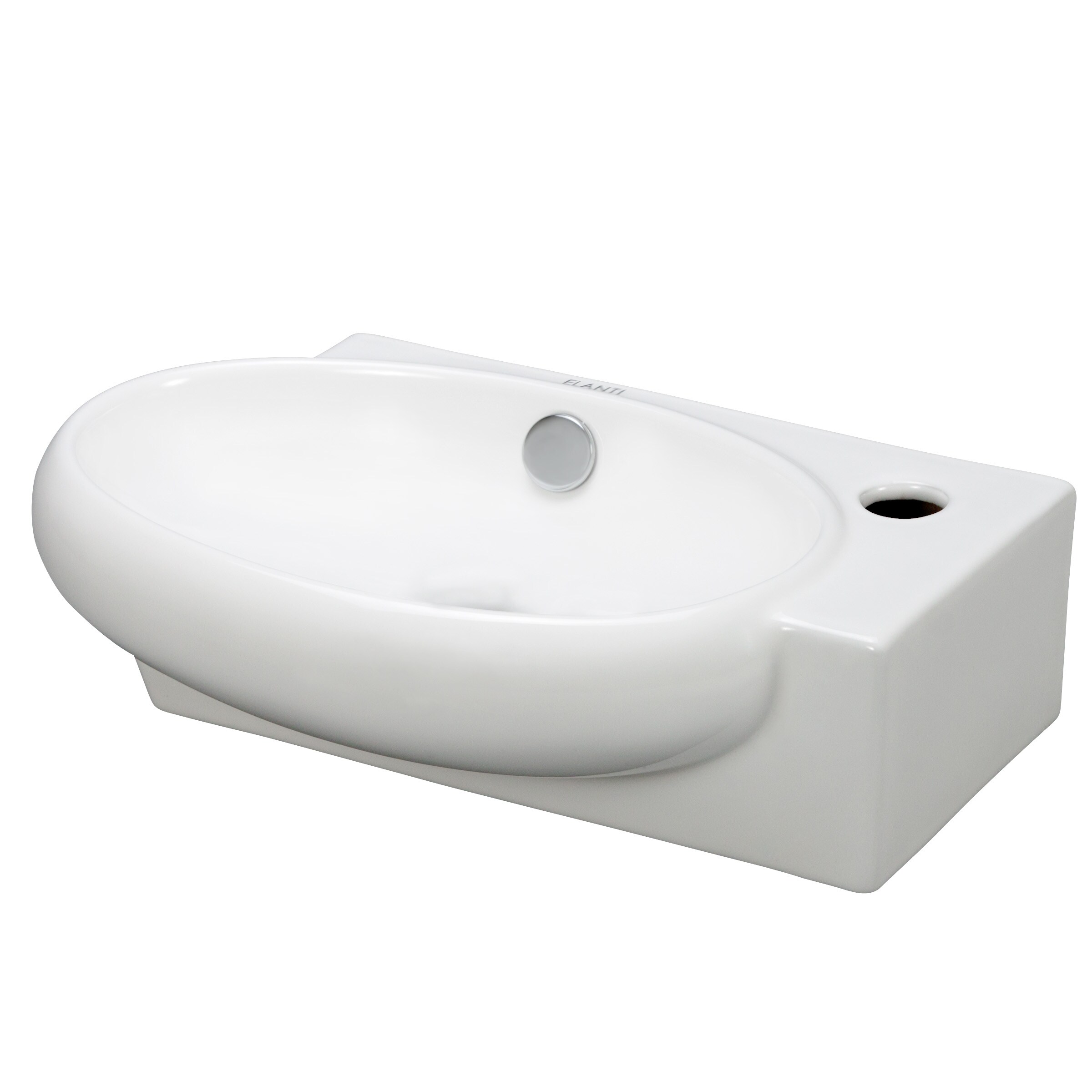 Elanti White Wall-mount Oval Bathroom Sink (16.875-in x 10.5-in) at ...