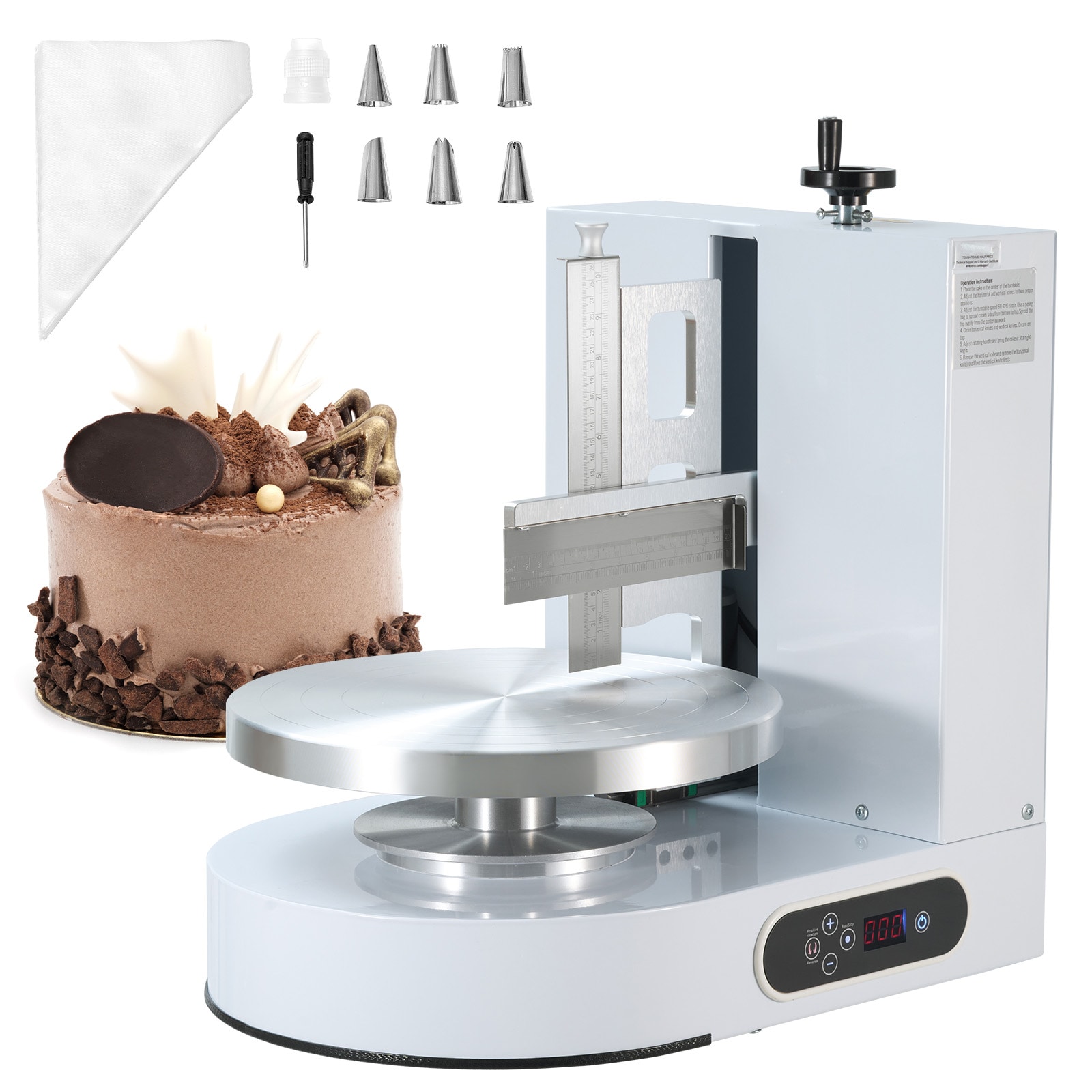 VEVOR KZJHSMCSK870L2BLYV1 25-320 RPM 4 -12-IN Cake Decorating Machine Plug-in Pancake and crepe maker