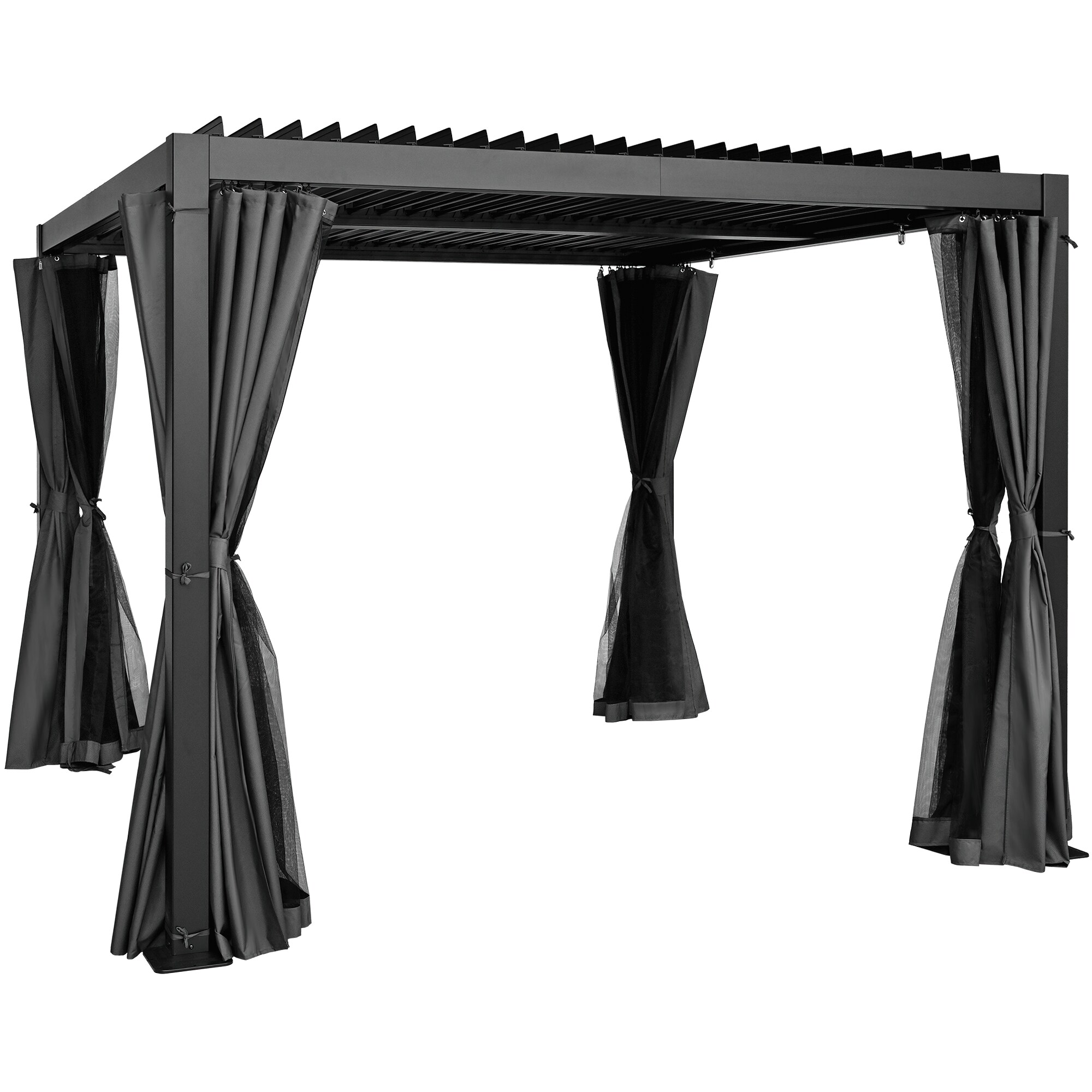  CP-ZPPLBY-H-1010-WL2 10-ft W x 10-ft L x 7-ft 3-in H Black Metal Freestanding Pergola with Canopy