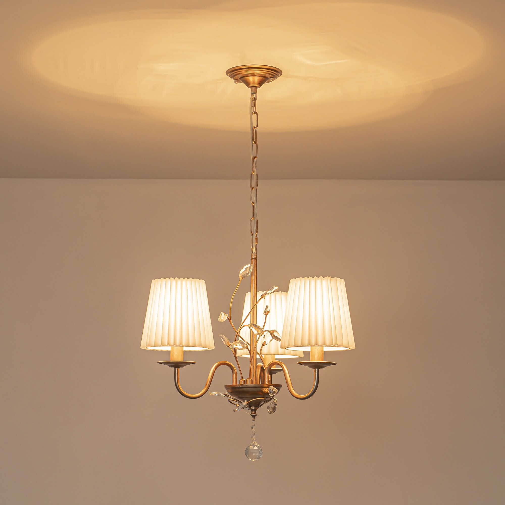 Y'INSP Eryn 3 -Light Antique Chrome Fabric Metal Chandelier in the ...