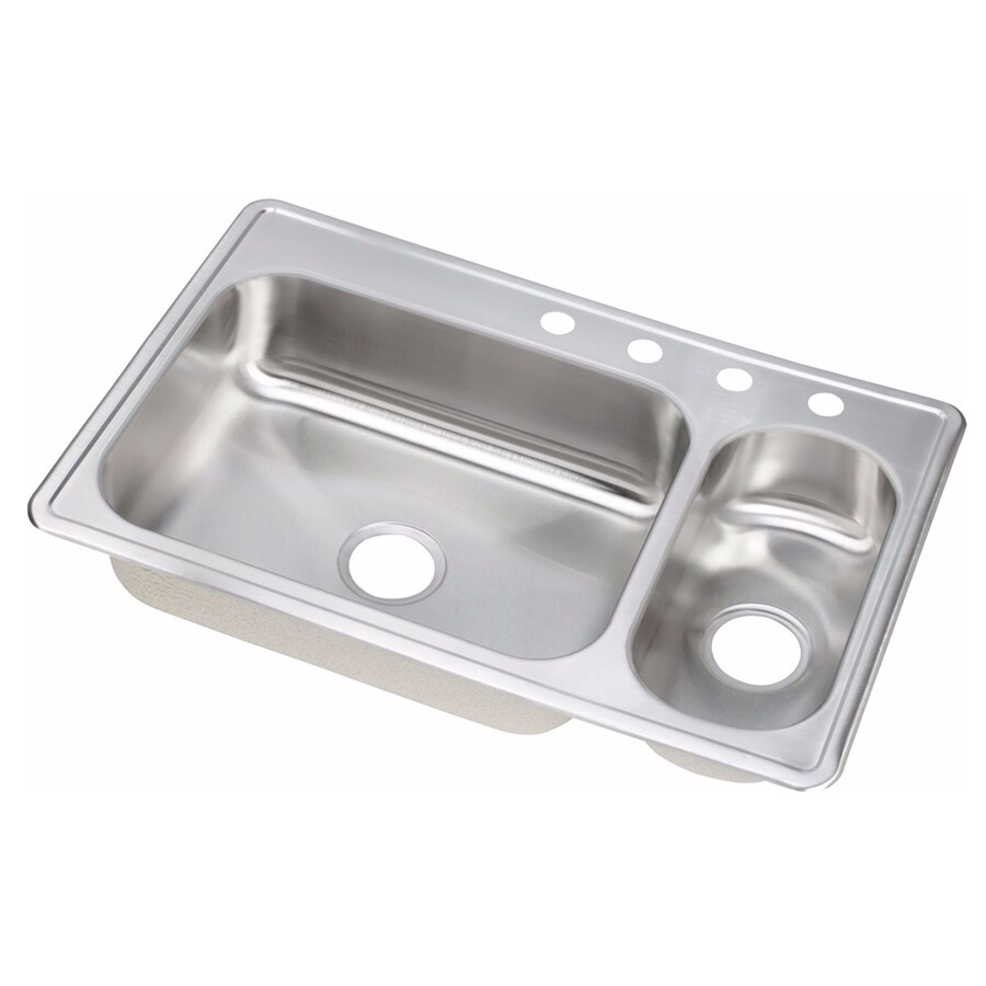 Elkay Dayton 22 In X 33 In Elite Satin Double Basin Stainless Steel