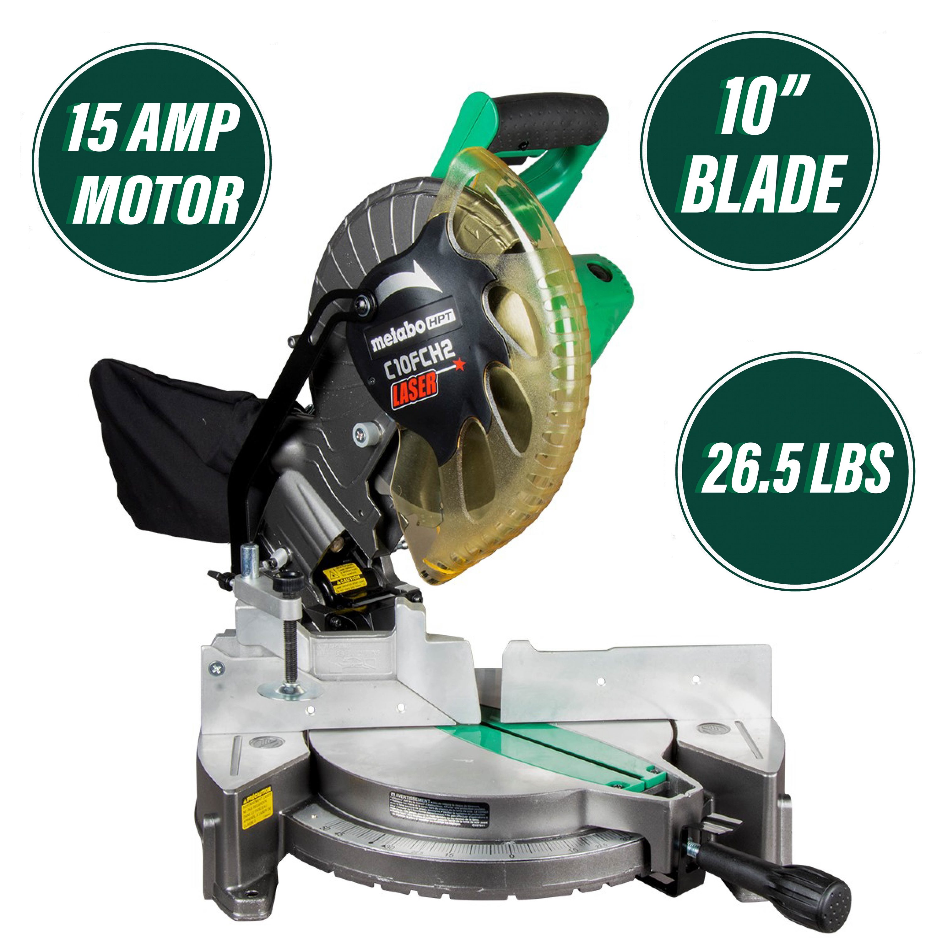 Metabo HPT 10-in 15-Amp Single Bevel Compound Corded Miter Saw with Laser  Guide in the Miter Saws department at