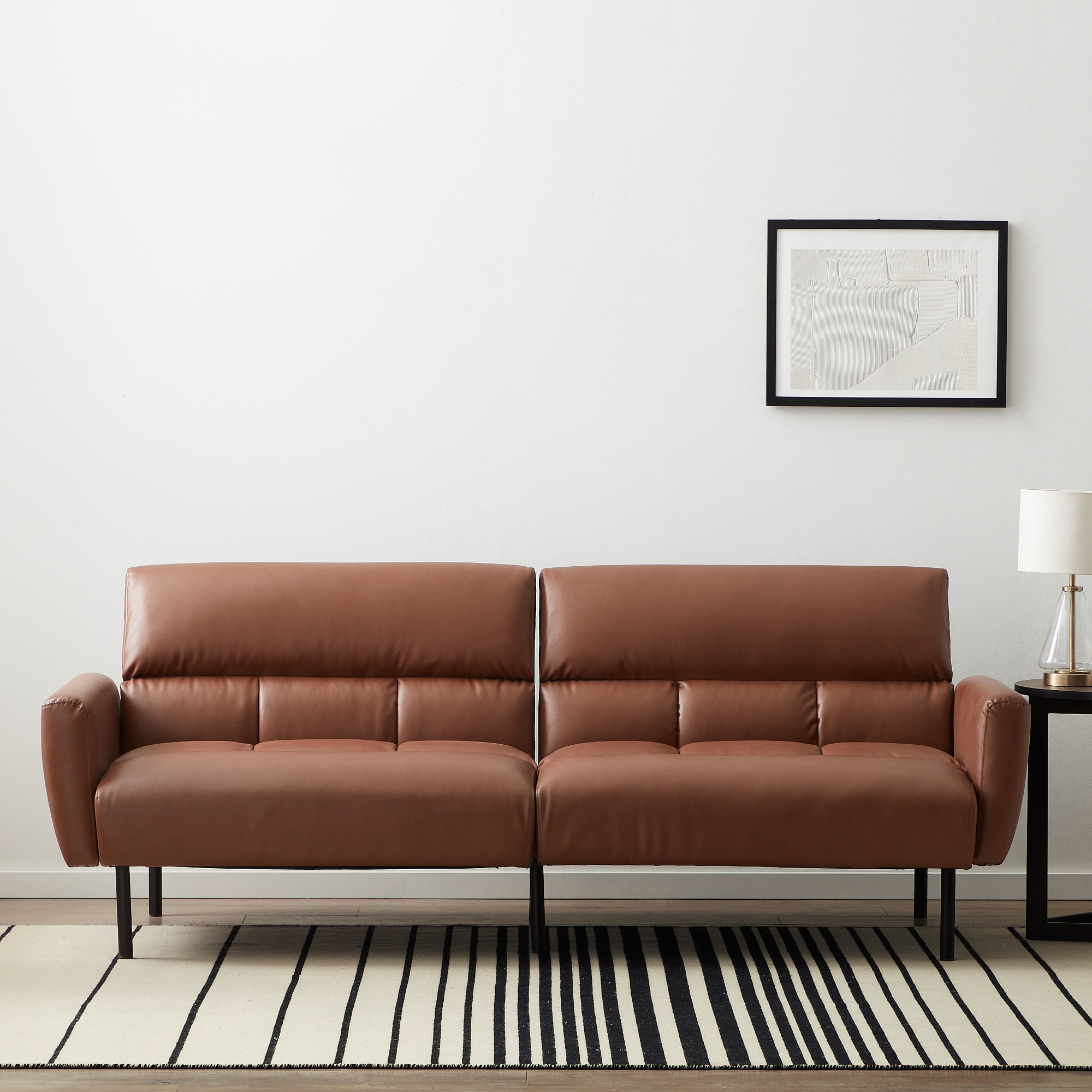 Futons Sofa Beds, Brown Leather Couch Sleeper