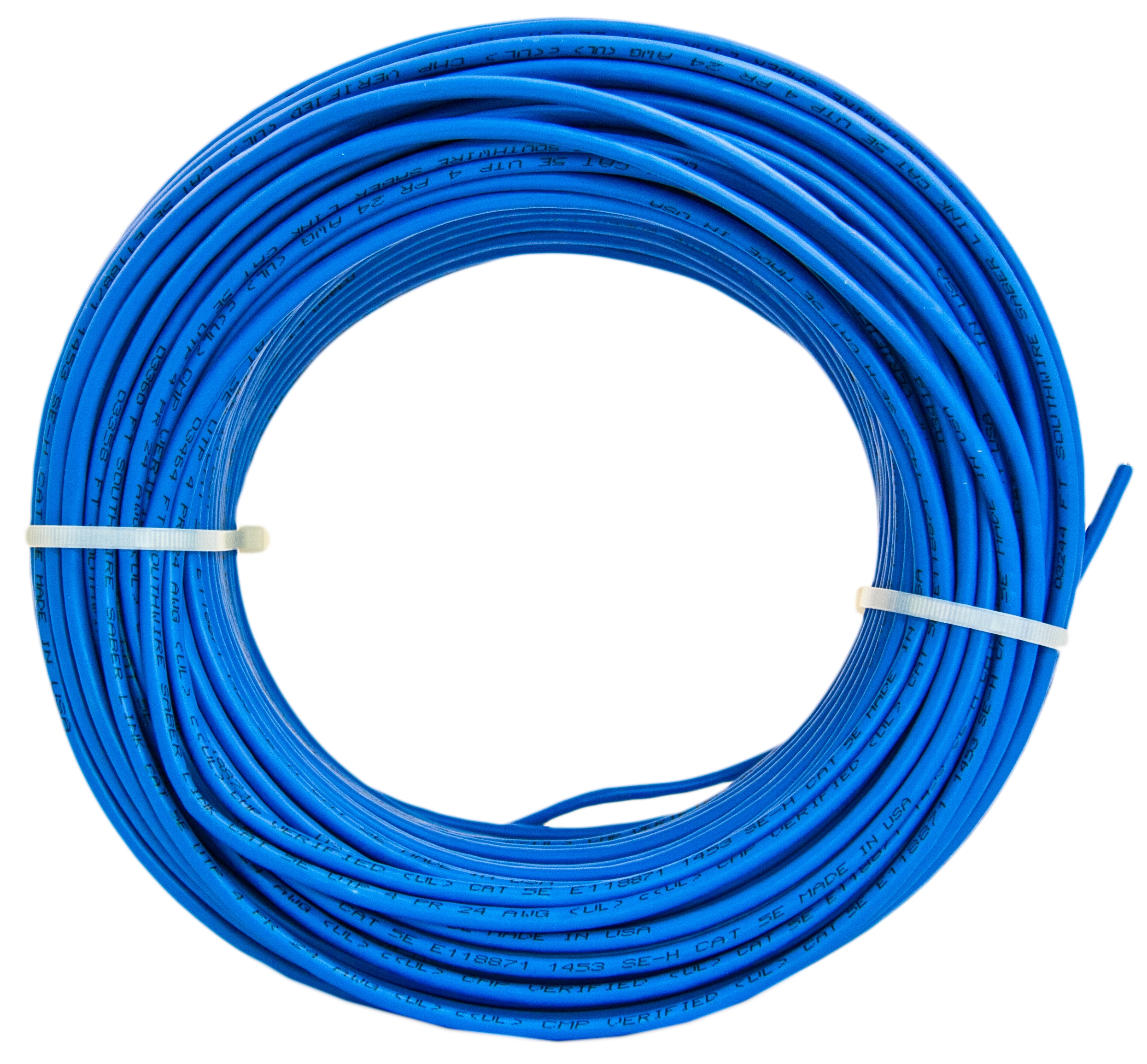 Southwire 250-ft 24 Cat 5E 4 Plenum Blue Data Cable Coil in the