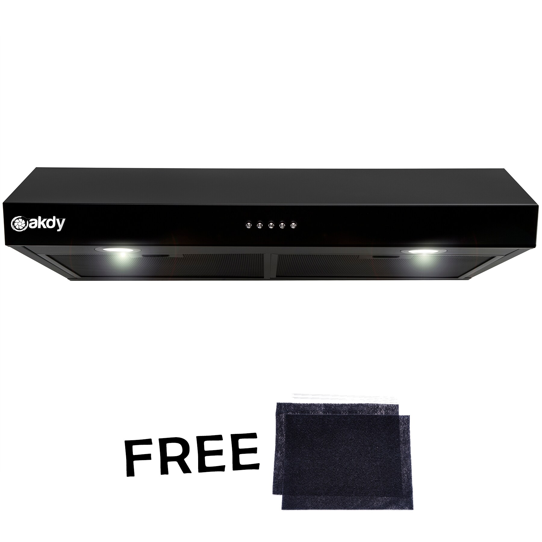 AKDY RH0470 Under Cabinet 30-in 217-CFM Ducted Black Painted Stainless Steel Under Cabinet Range Hoods Undercabinet Mount with Charcoal Filter