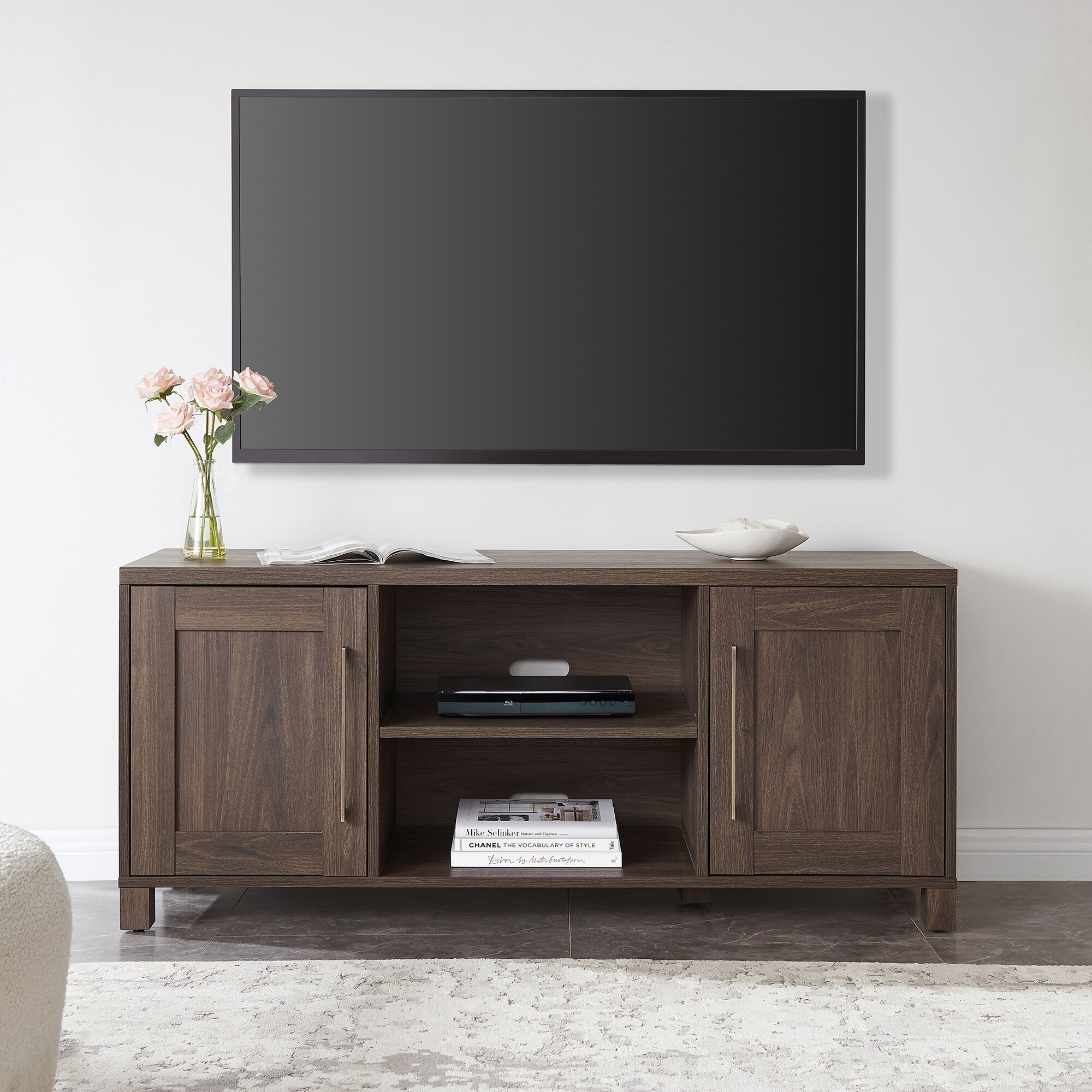 Alder Brown Modern MDF TV Stand with Cabinets