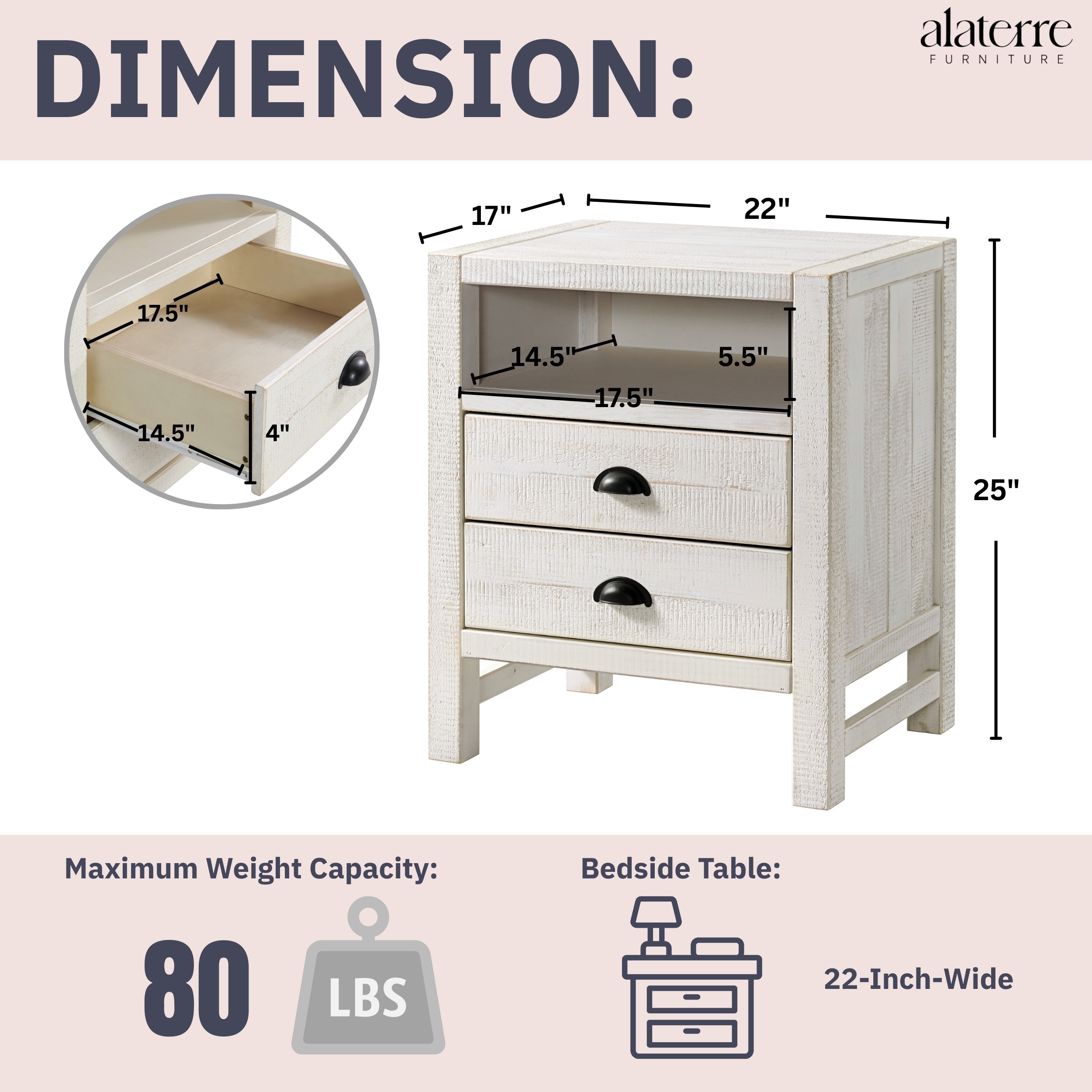 Alaterre Furniture ANWI0131 nightstands - View #4