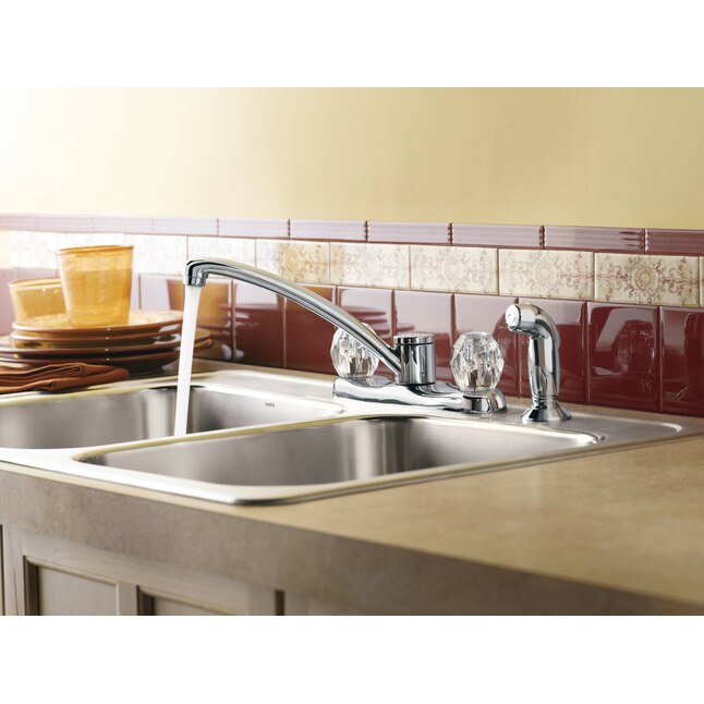 Moen Chateau Chrome 2-Handle Deck-Mount Low-Arc Handle Kitchen Faucet (Deck Plate Included) Moen Chateau Chrome 2-Handle Deck-Mount Low-Arc Handle Kitchen Faucet (Deck Plate Included)