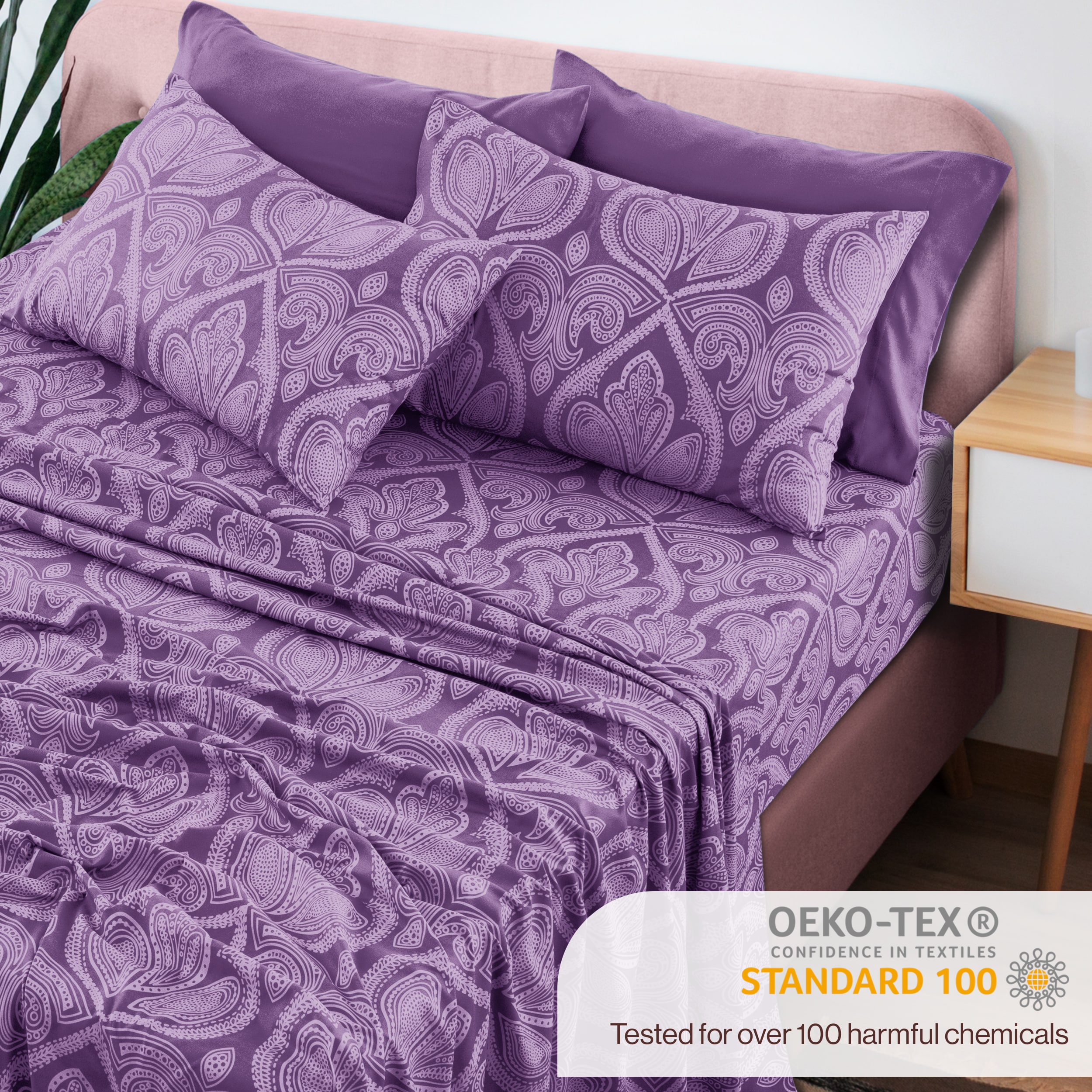 Lux Decor Collection PAISLEY Q PURPLE Sheet-Sets - View #4