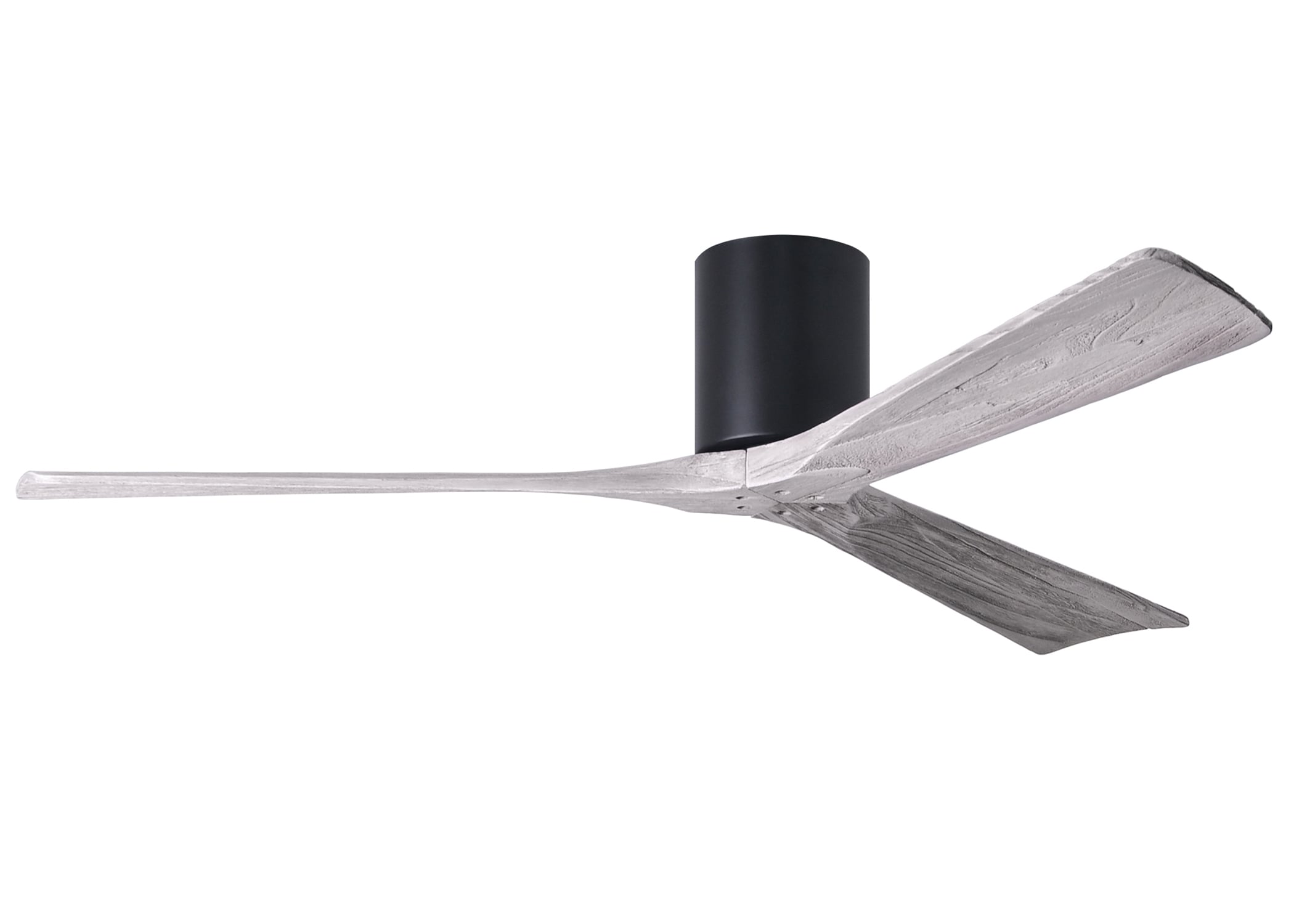 Matthews Fan Company IR3H-BK-BW-60 Irene-H 60-in Outdoor Flush Mount Matte Black with Barn Wood Tone Blades Ceiling Fan Without Light - Remote Included ( 3 -Blade )