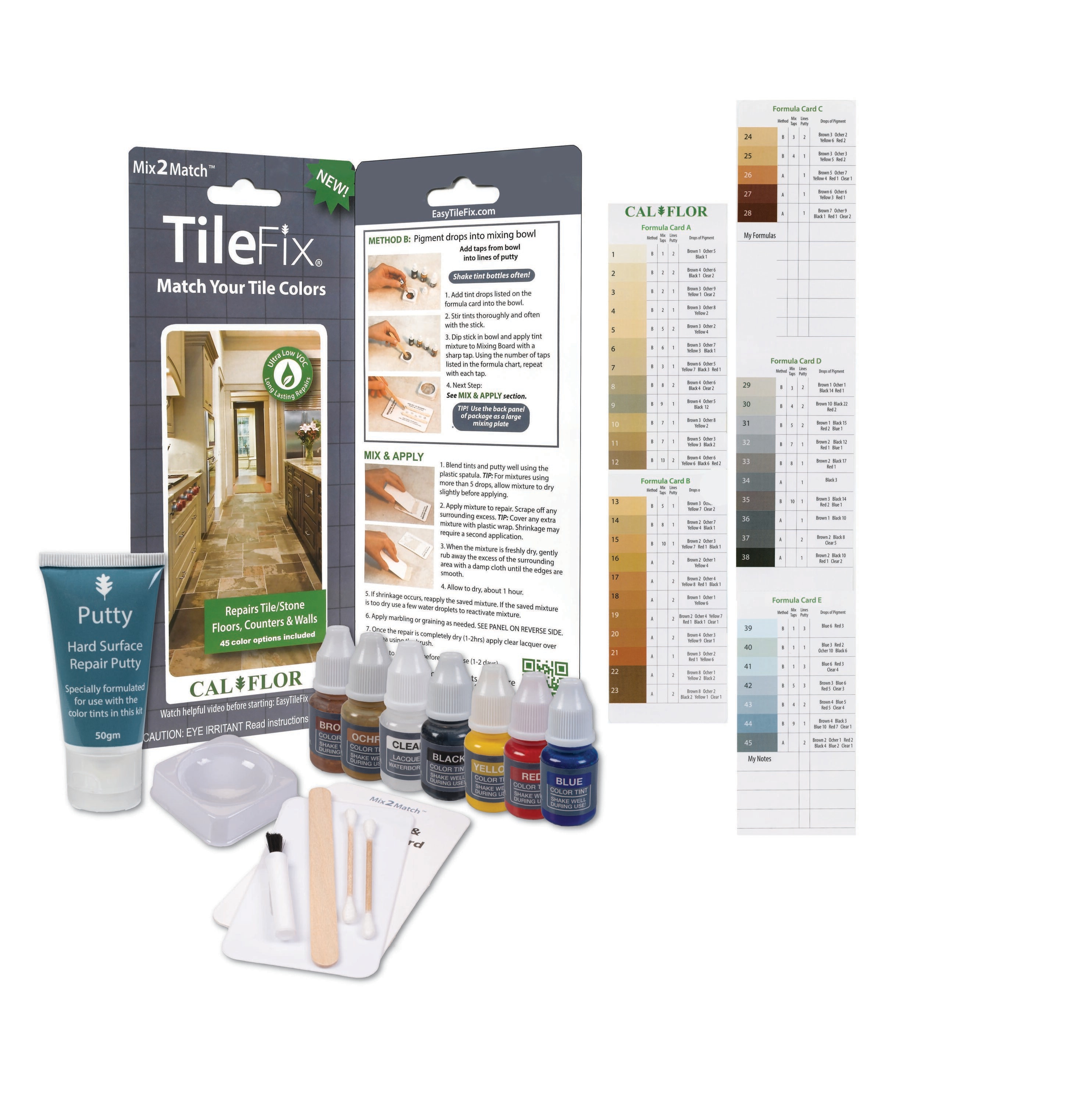 CalFlor FL49113CF Tilefix Tile and Stone Repair Kit 7.3 Ounce(s) Multiple Multi-surface repair kit